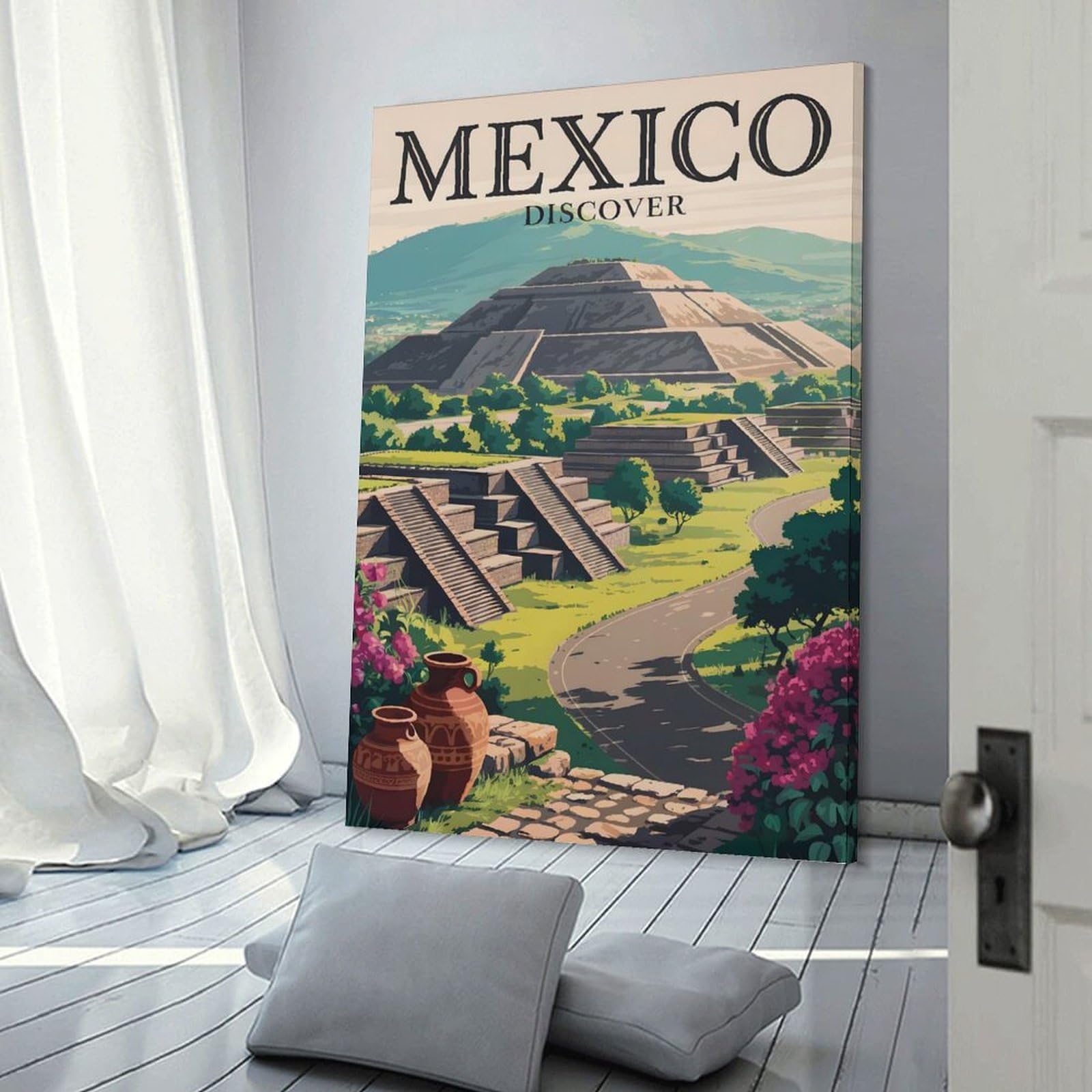 Junmoney Decorative Canvas Print Mexico Travel (2), 20x30inch(50x75cm), for New Homes, Bedrooms Or Workspaces, A Wall Art Gift for Fresh Interiors