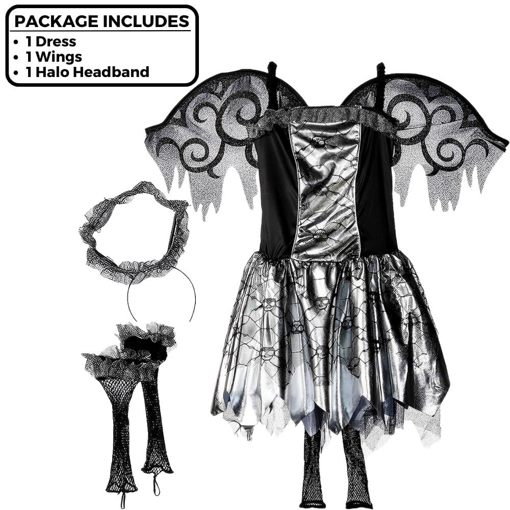 amscan Fallen Angel Halloween-Kostüm für Kinder, inklusive Kleid und Heiligenschein Stirnband