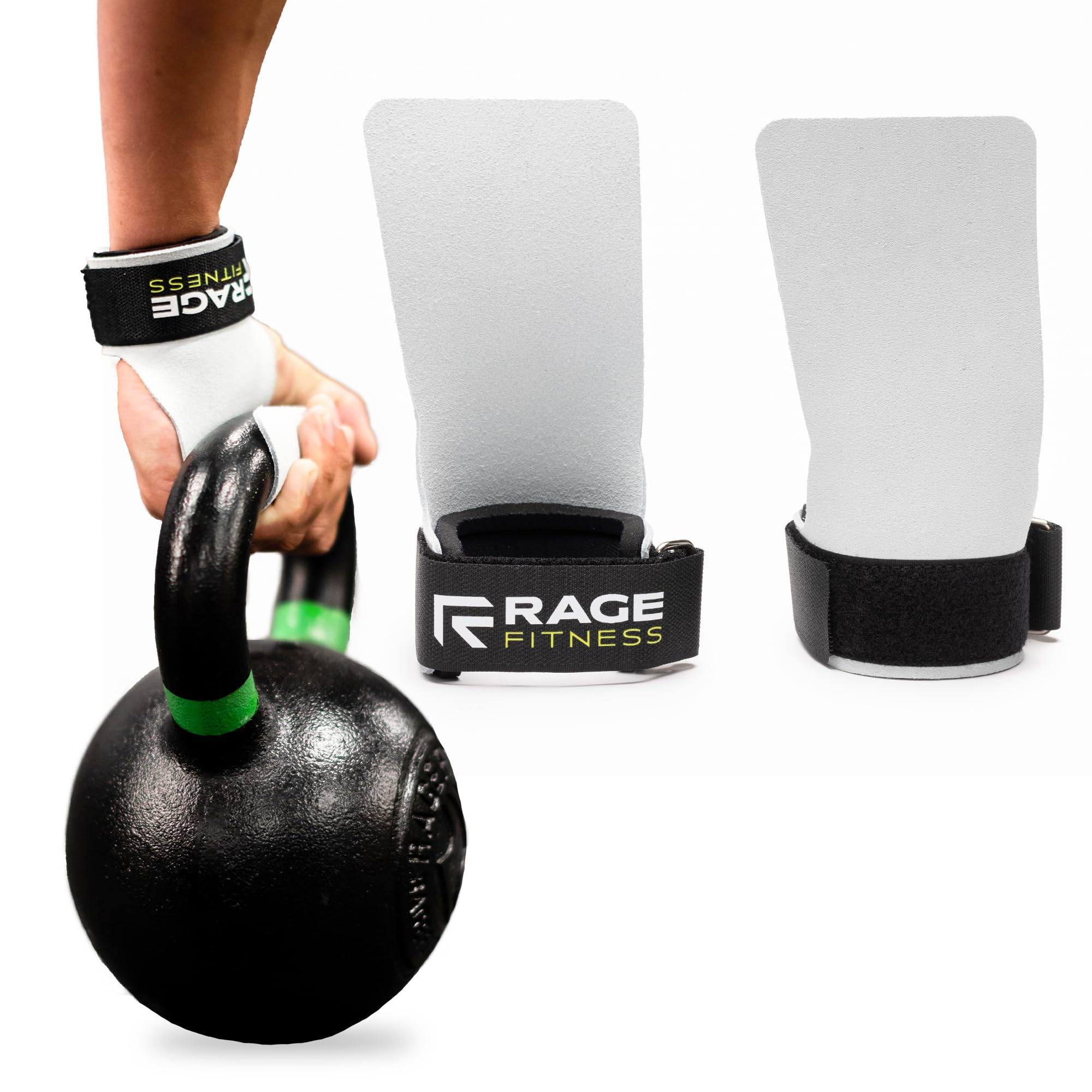 Rage FitnessLeather Lifting Grips, Men and Women Weightlifting Grips, Durable Leather, X-Small, Small, Medium, Large, X-Large, Weightlifting, Made in USA