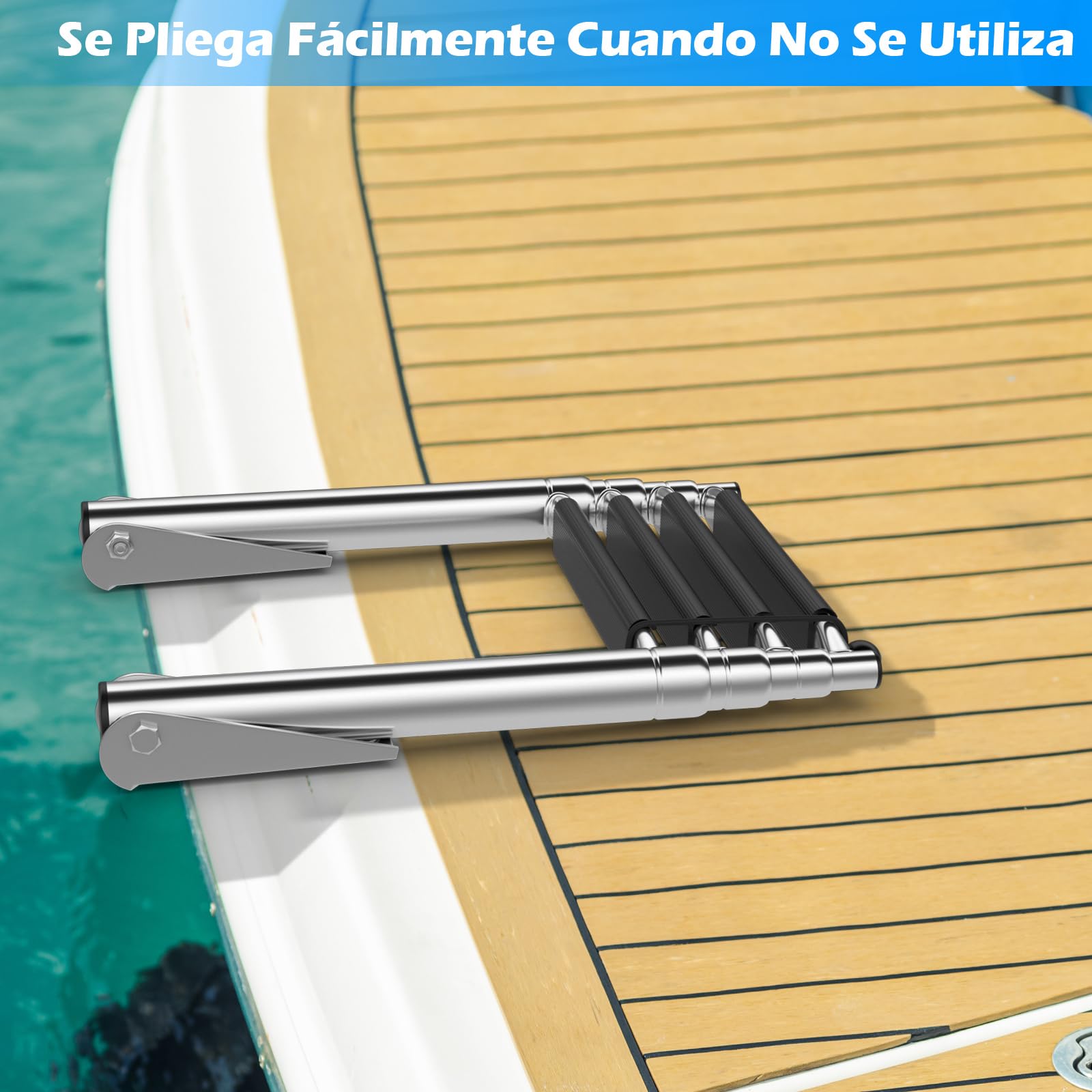 COSTWAY Escalera Telescópica para Barcos de 4 Escalones, Escalera de Barco Extensible Plegable, de Acero Inoxidable Resistente para Pontones, Yates con Capacidad de 227 Kg