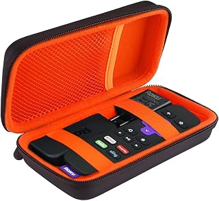 BOVKE Hard Case for Roku Voice Remote Controller, Roku Streaming Stick+ / 4K, Roku Remote Case for Roku TV Steaming Stick 3820R/ 3821R/3941R, Extra Mesh Pocket for Adapters, Cables, Black