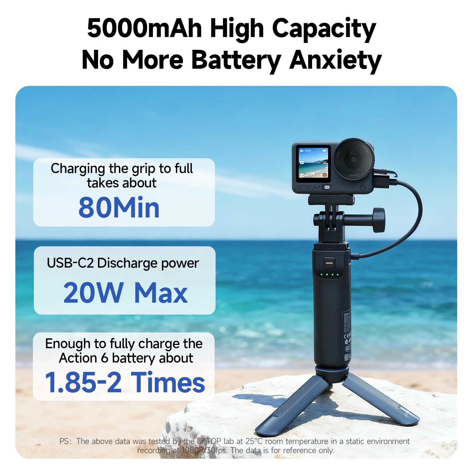 Impugnatura batteria per DJI Osmo Action 6/5 Pro/4/3/Osmo 360/Osmo Nano Camera