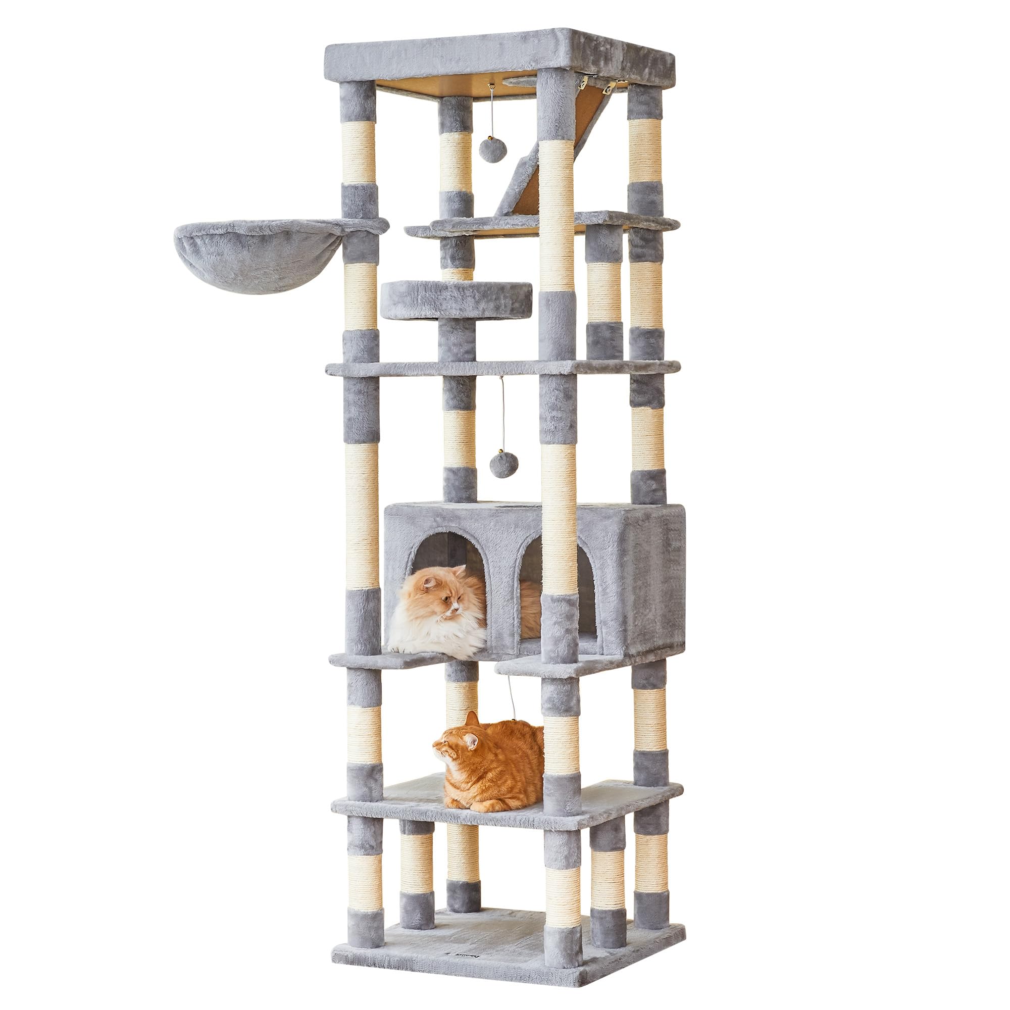 MWPO 74.8 inches Large Cat Tree with Sisal-Covered Scratching Posts & Condo, Tall Cat Tower Entertainment Playground Furniture for Cats & Kittens -