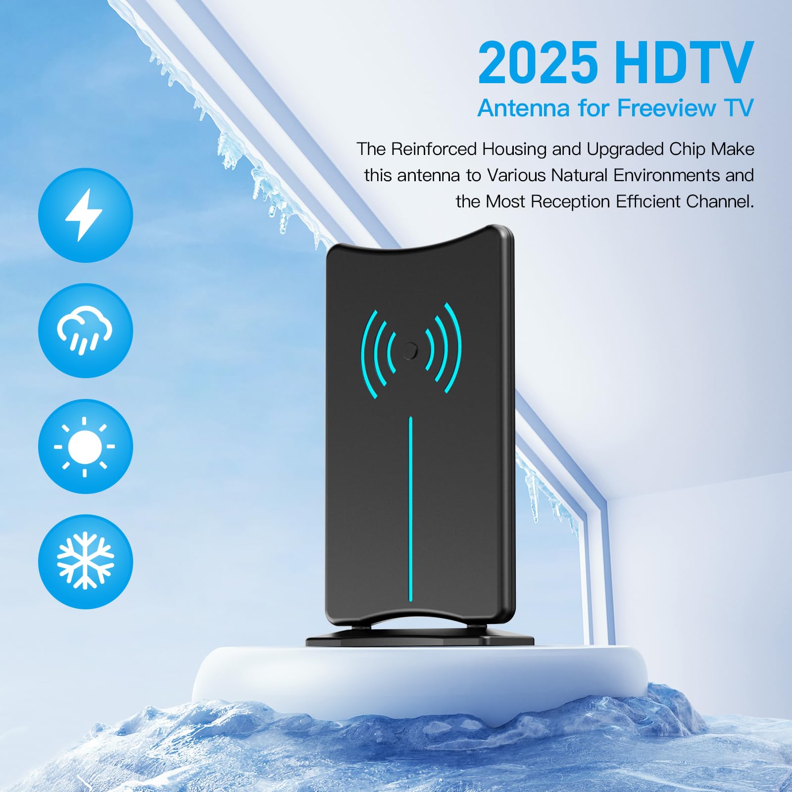 Antenna TV digitale HD amplificata 2025 "Matrix", lunga 1000 miglia, supporta 4K 1080p Fire TV Stick e tutti i canali locali HDTV per interni di TV più vecchie, cavo coassiale da 5 m