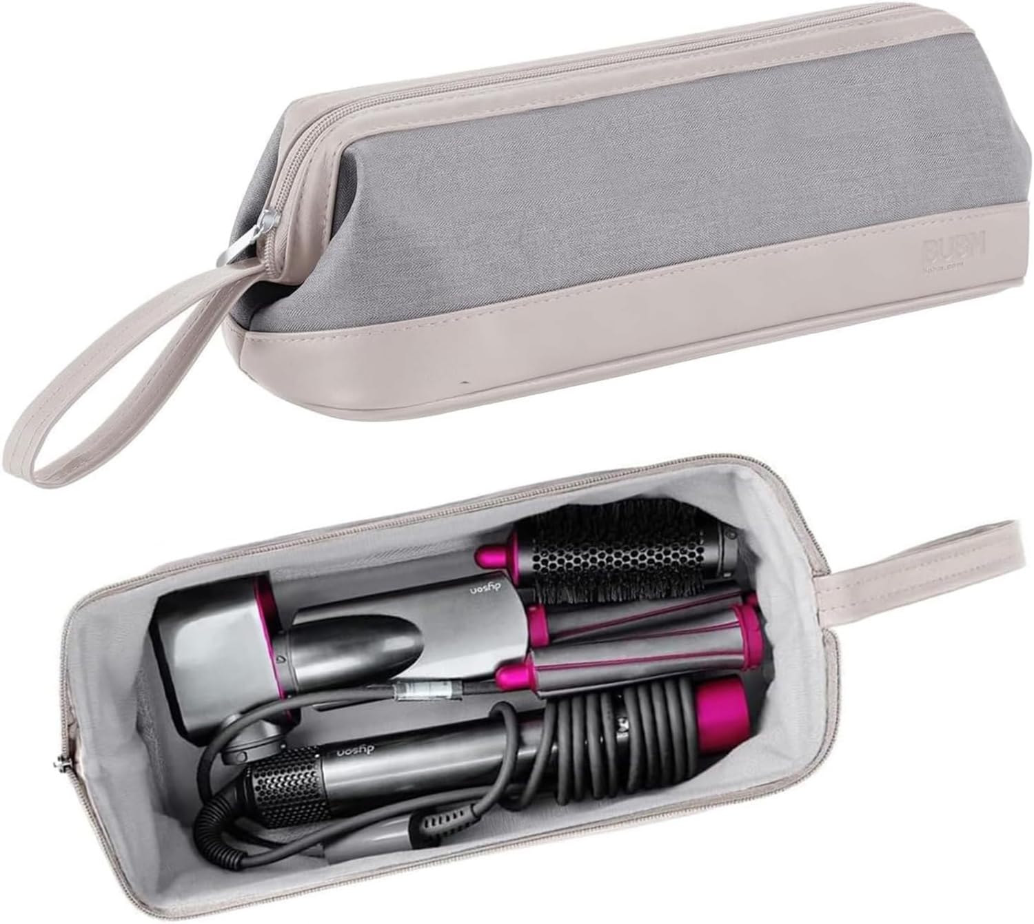 BUBM Reisetasche für Dyson Airwrap Styler/Shark Flexstyle, tragbare Tragetasche für Dyson Supersonic Haartrockner, wasserdicht, Kratzfest, staubdicht, Organizer, Reise-Aufbewahrungstasche, hellgrau