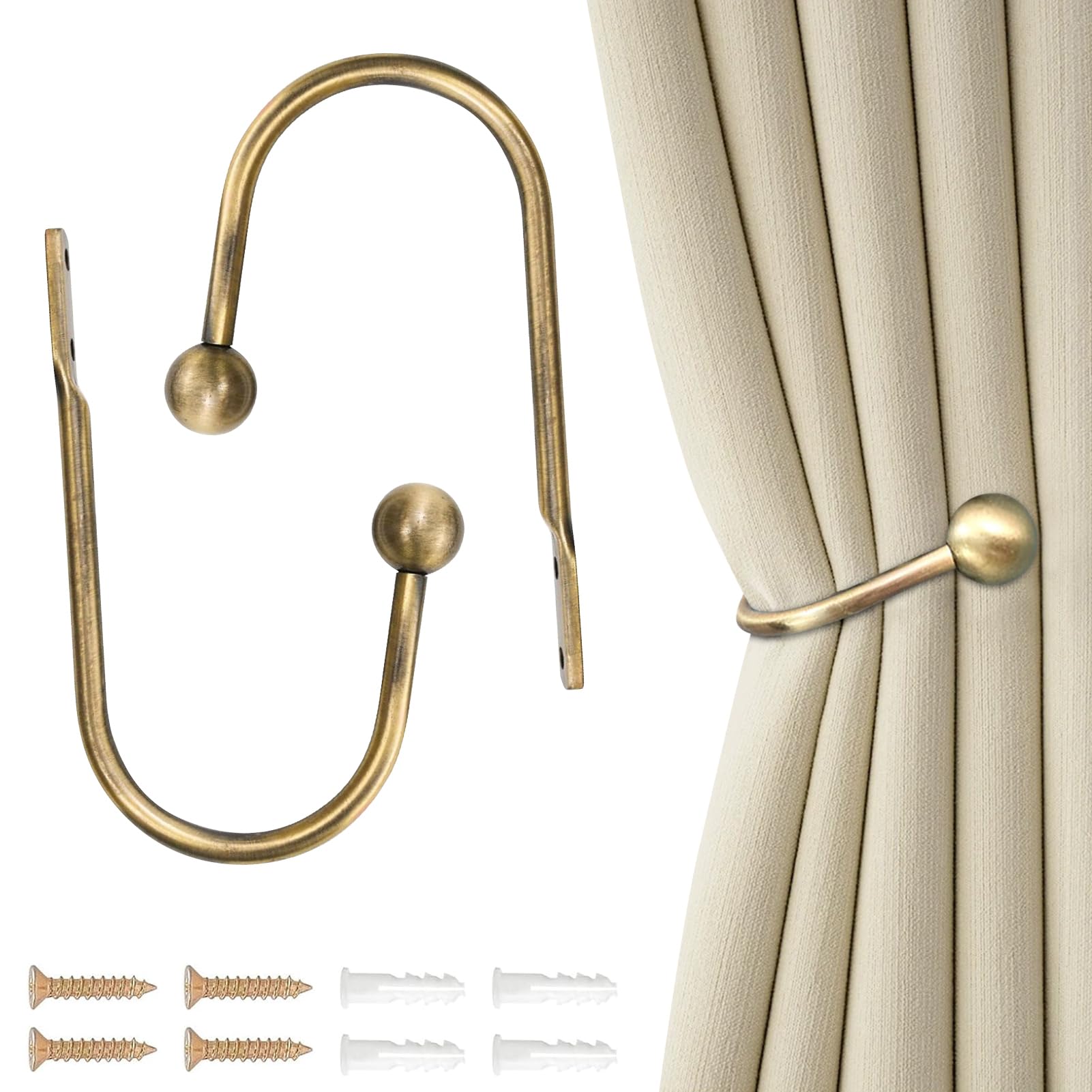 Elegant Retro U-Shaped Metal Curtain Holdbacks Wall Mounted Drapery Hooks 2pc