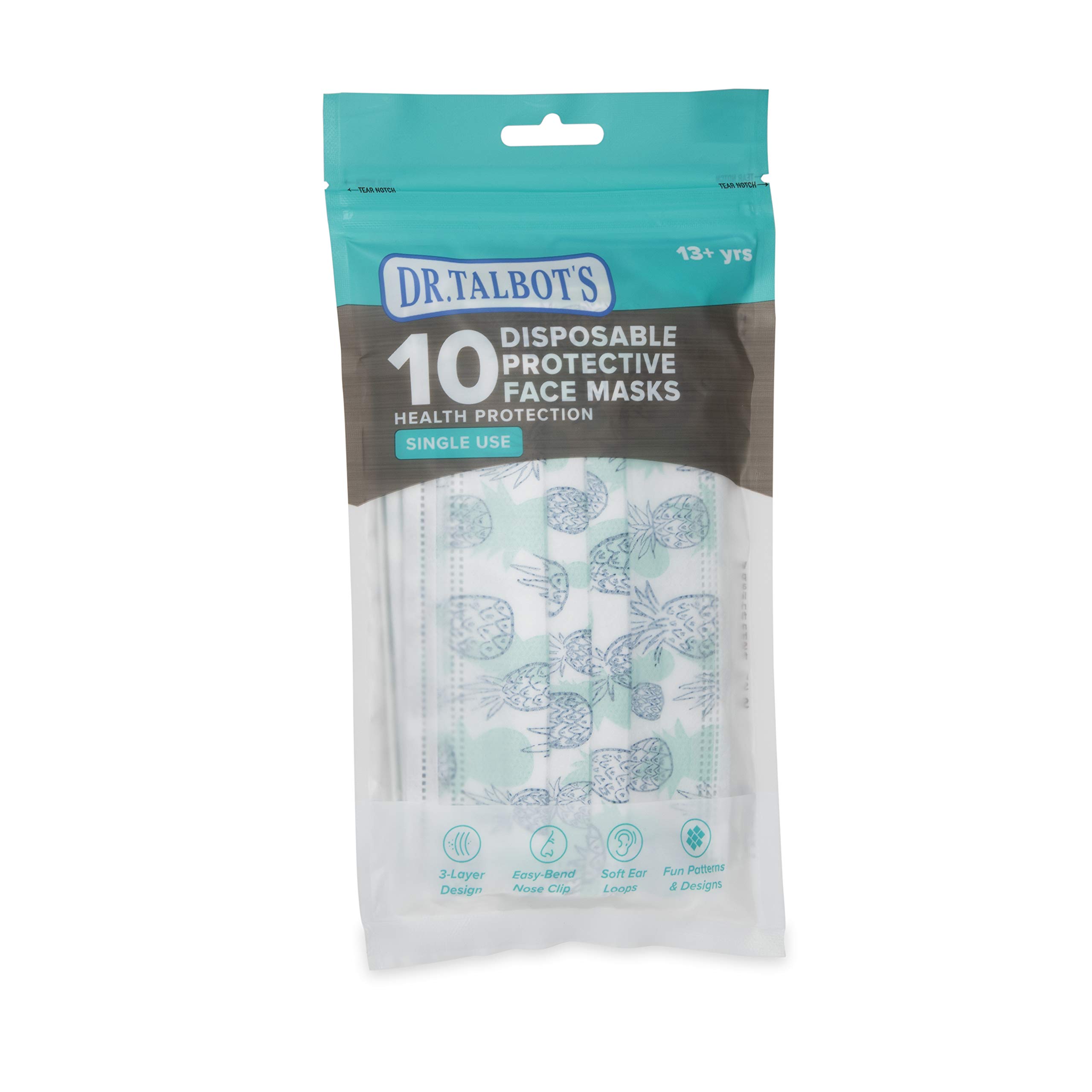 Dr. Talbot's Disposable Teen Face Mask for Personal Health, 13+ Years Old, Prints May Vary, 10 Count
