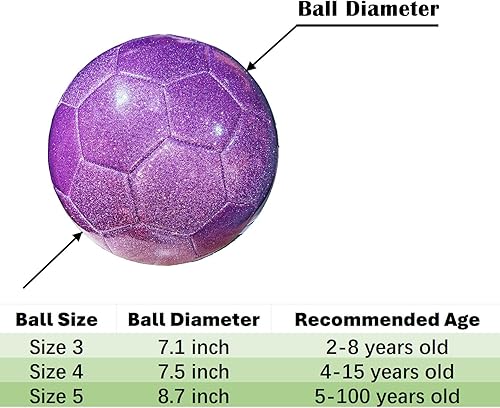 Miniatura 3 de Balón de fútbol brillante, tamaño 3, 4, 5, entrenamiento de práctica, viene con bomba y aguja