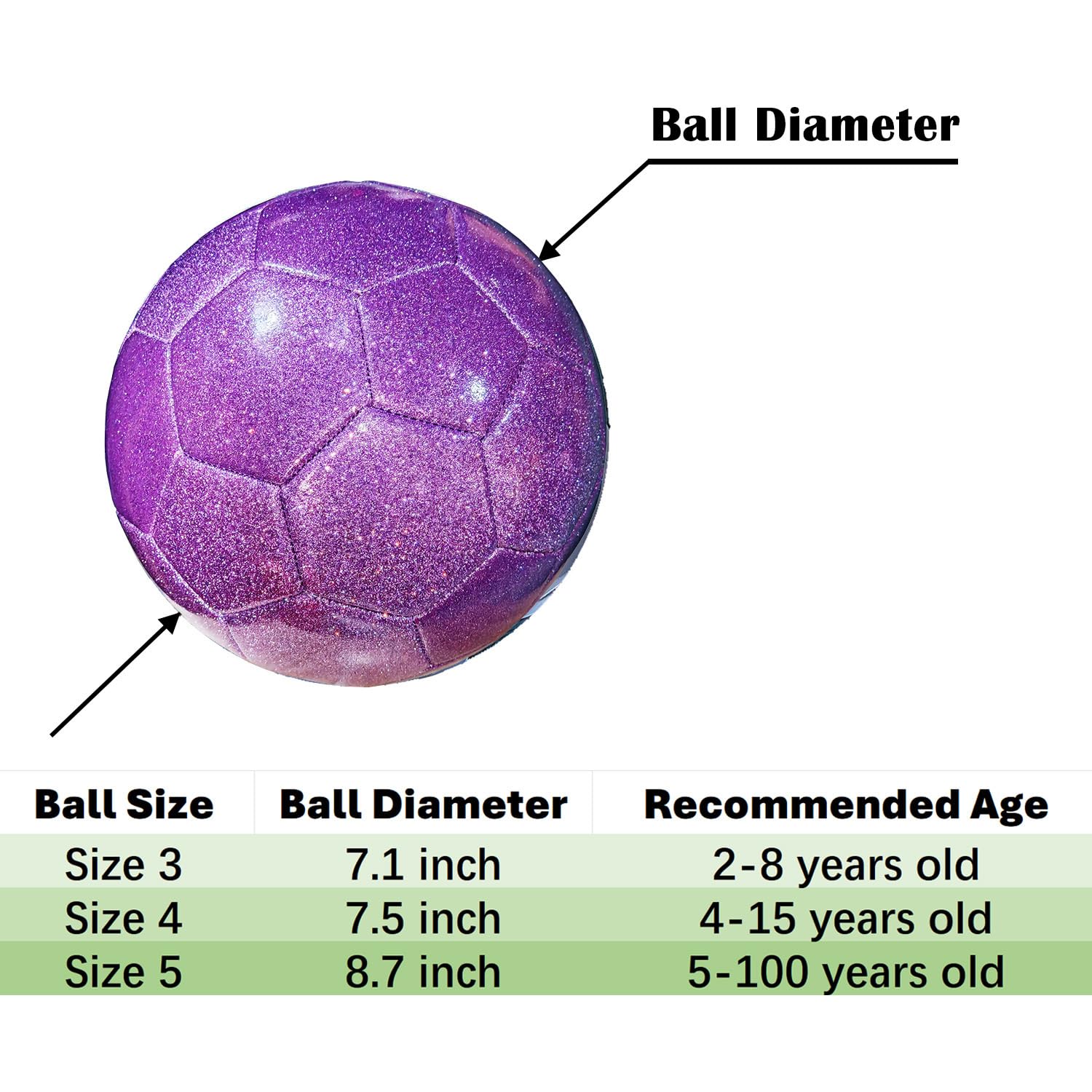 Balón de fútbol brillante, tamaño 3, 4, 5, entrenamiento de práctica, viene con bomba y aguja