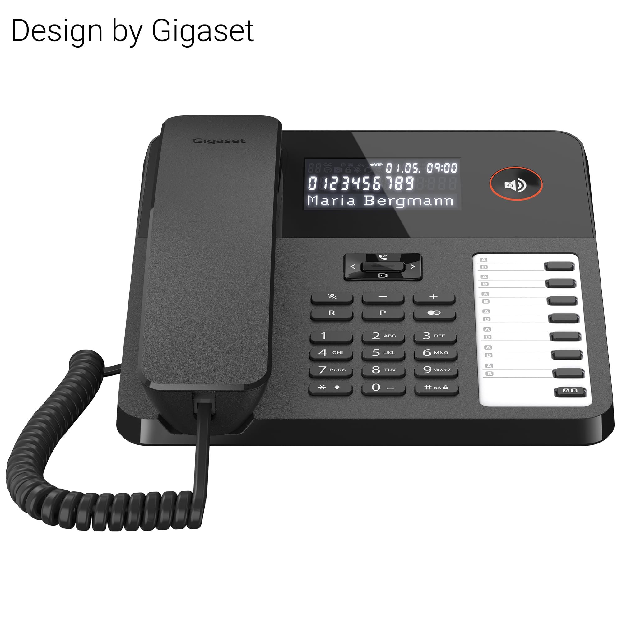 Gigaset Desk 600 - Schnurgebundenes Telefon mit 7 doppelbelegbare Direktwahltasten - Großes LCD-Display - 5 Wege Navigationstaste- Freisprechfunktion - MFV- oder Impulswahl, schwarz [Deutsche Version]