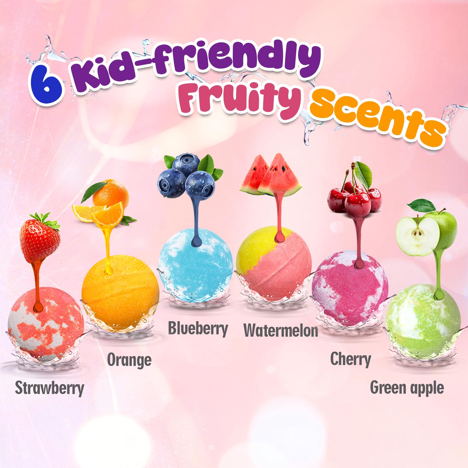 Kids Bath Bombs with Surprise Jewelry Toys and Fruity Scents