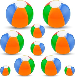 LanMa 5 Pack Inflatable Rainbow Beach Ball Set – Assorted Sizes 8, 12, 16, 20, 24 Inch – Blow Up Beach Balls for Kids, Pool Party Favors, Summer Outdoor Play, Backyard Games & Indoor Fun