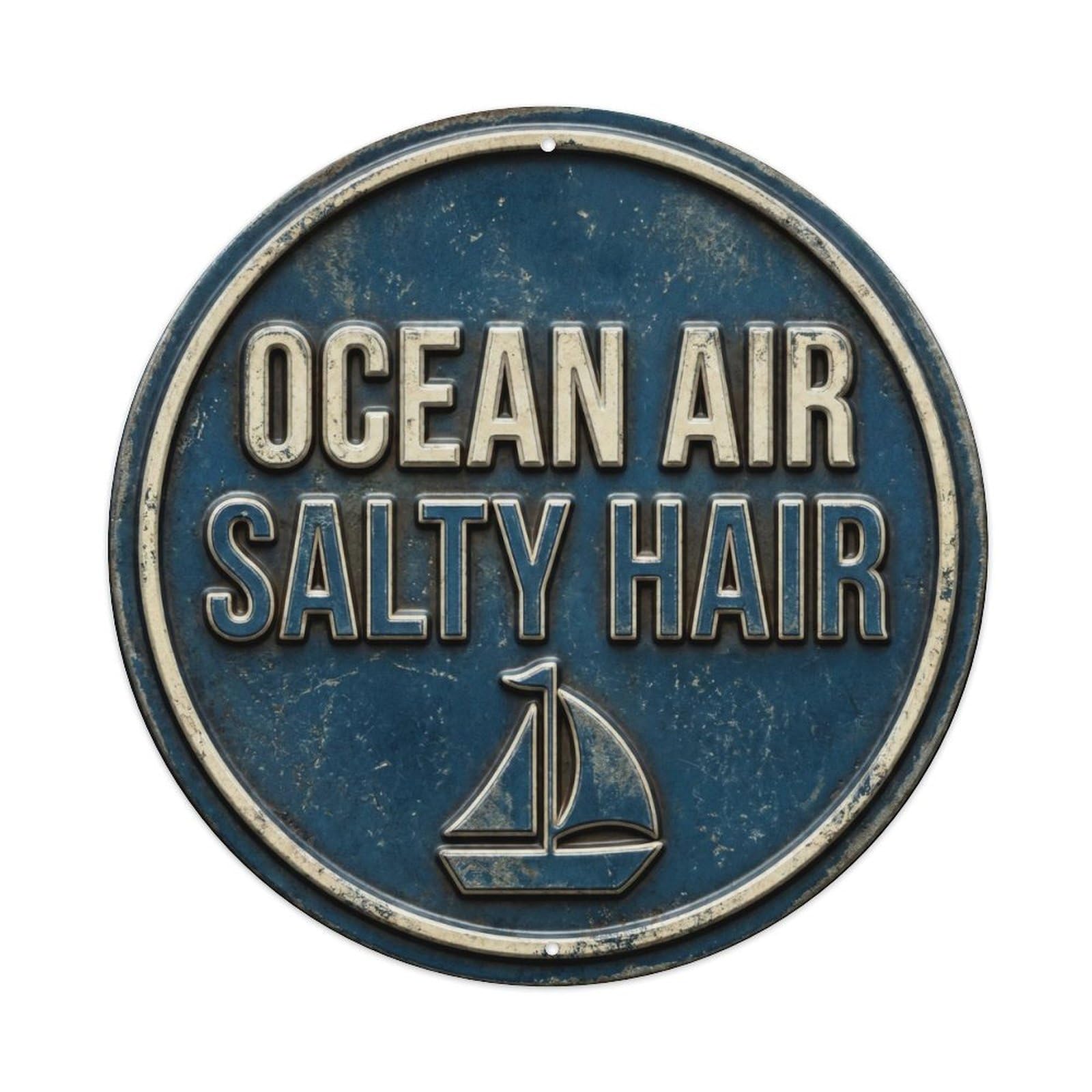 Ocean Air Salty Hair Vintage Workshop Accessory Retro Slogans Vintage Metal Tin Sign Plaque Wall Decor for Cafe, Club Bar, Office, Garden Metal Poster 8x8Inch