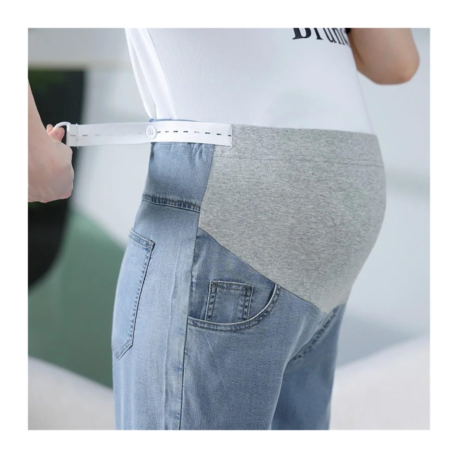 Pantalones Cortos de Maternidad de Verano, Vaqueros de Pierna Ancha, Talla Grande, Finos, Transpirables y Ligeros for Embarazadas.(XL)