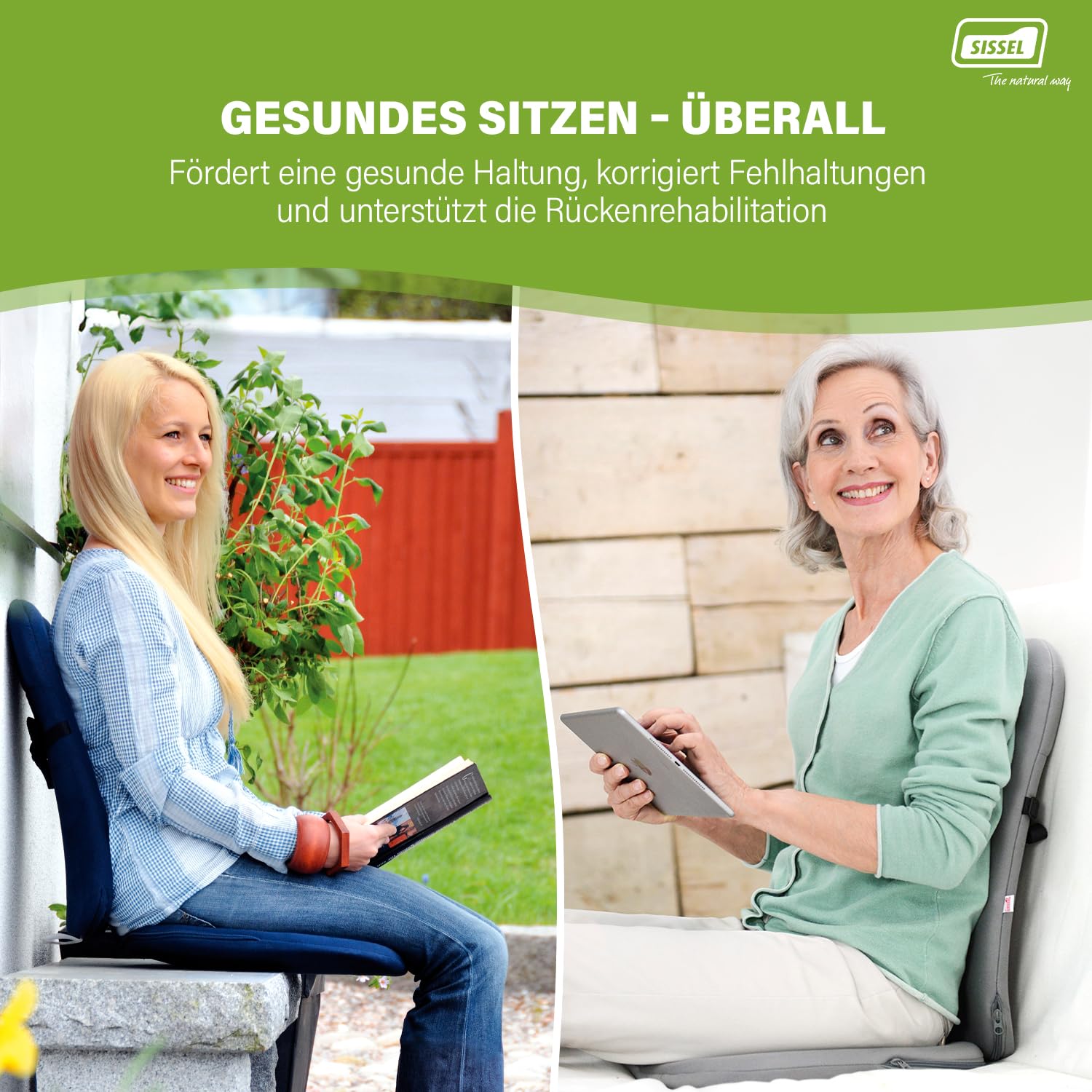 SISSEL DorsaBack Rückenkissen | Ergonomische Rückenstütze für gesundes Sitzen | Lendenkissen & Lendenwirbelkissen für Büro & Zuhause | Sitzkissen Auto mit Verstellbarer Neigung & hohem Komfort