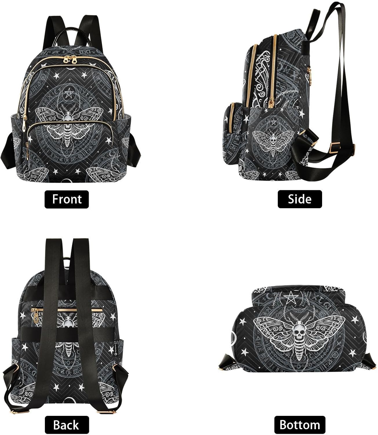 ALAZA Gothic Skull Butterfly Black Mini Backpack Purse for Women Travel Bag Lightweight Shoulder Bag Fashion Dayback