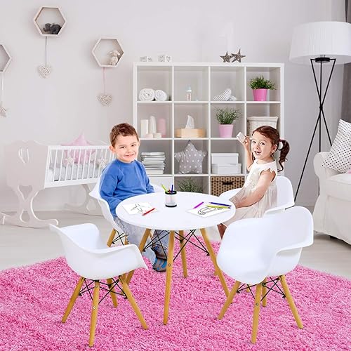 Miniatura 7 de Costzon Juego de mesa y silla para niños, juego de mesa de estilo moderno de mediados de siglo con sillones para niños pequeños, juego de mesa de