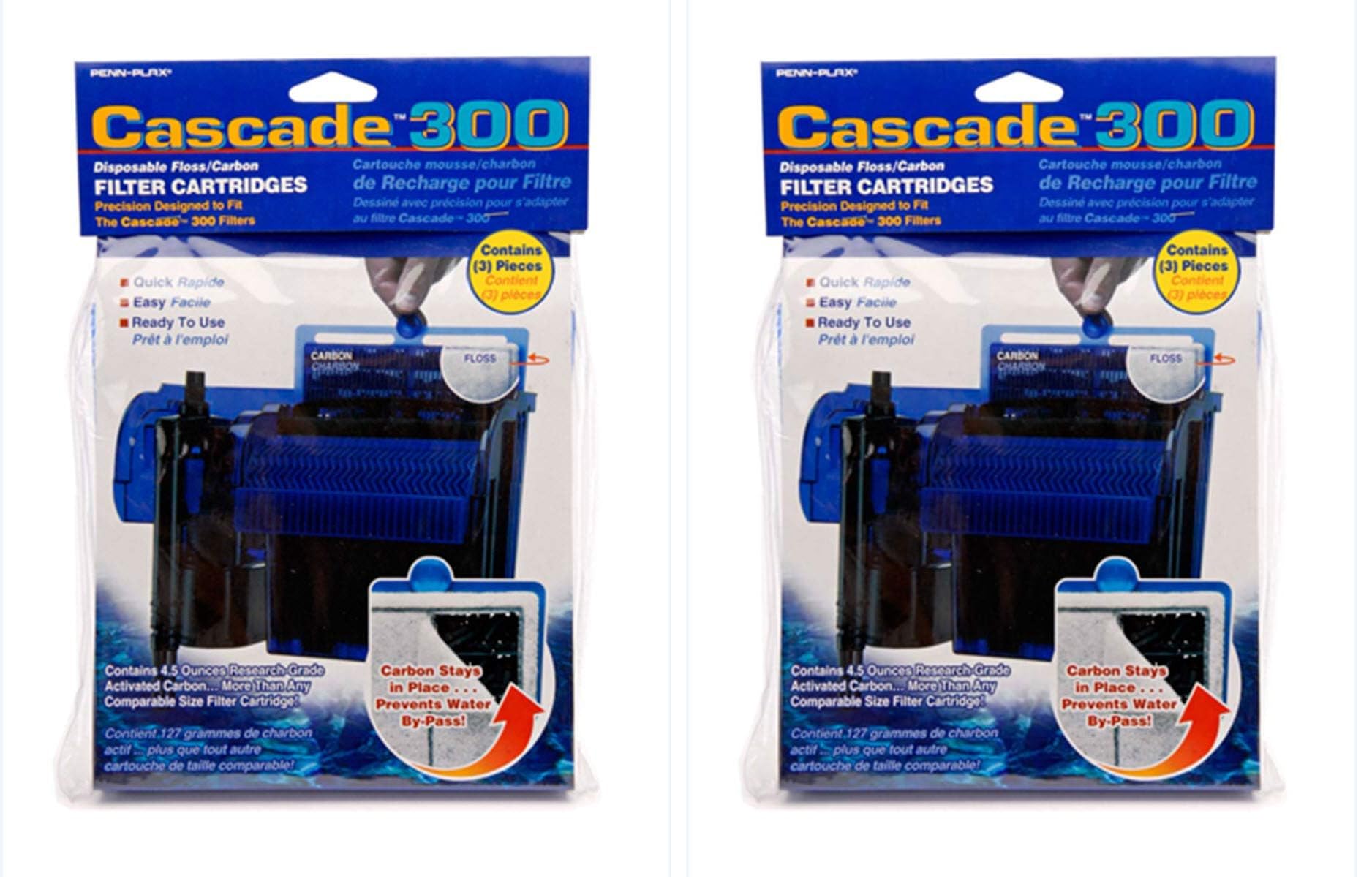 Penn-Plax Cascade 300 GPH Aktif Karbonlu Akvaryum Filtre Kartuşları, 3'lü Paket (2 paketi)