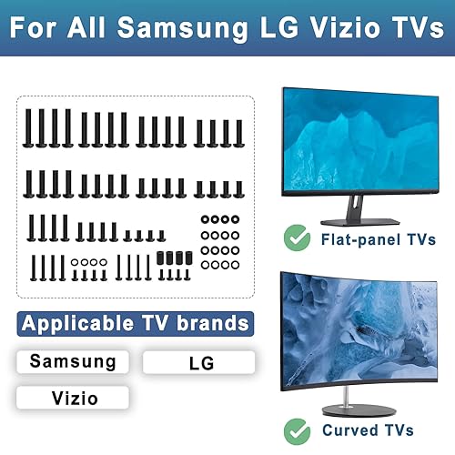 Miniatura 4 de Samsung LG Vizio Kit de tornillos de montaje de TV con soporte remoto, incluye tornillos M4 M5 M6 M8, arandelas, espaciadores para montaje en pared