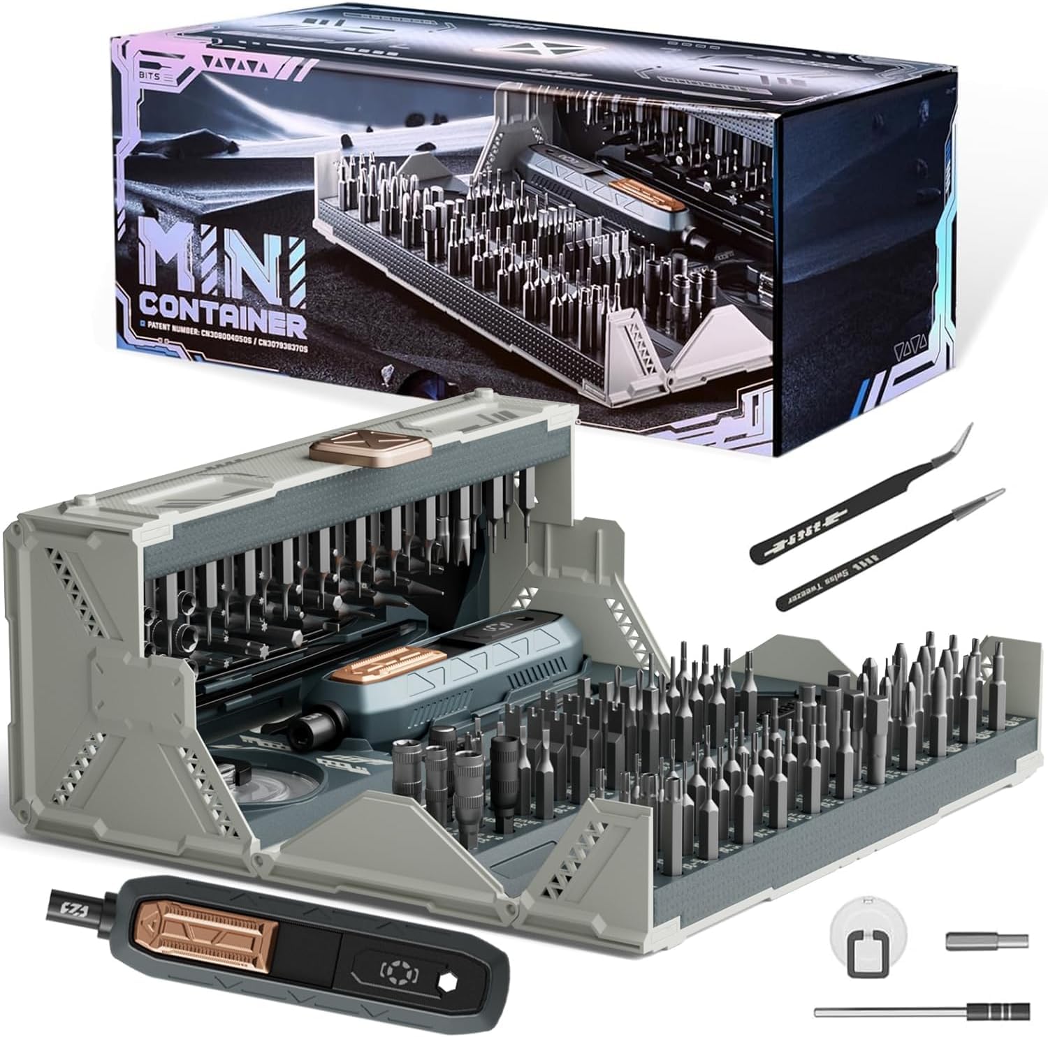Juego de destornilladores eléctricos de precisión, destornillador inalámbrico 180 en 1, 3 ajustes de par con 160 puntas de precisión magnéticas para computadora, laptop, iPhone, PS5, Xbox, reloj