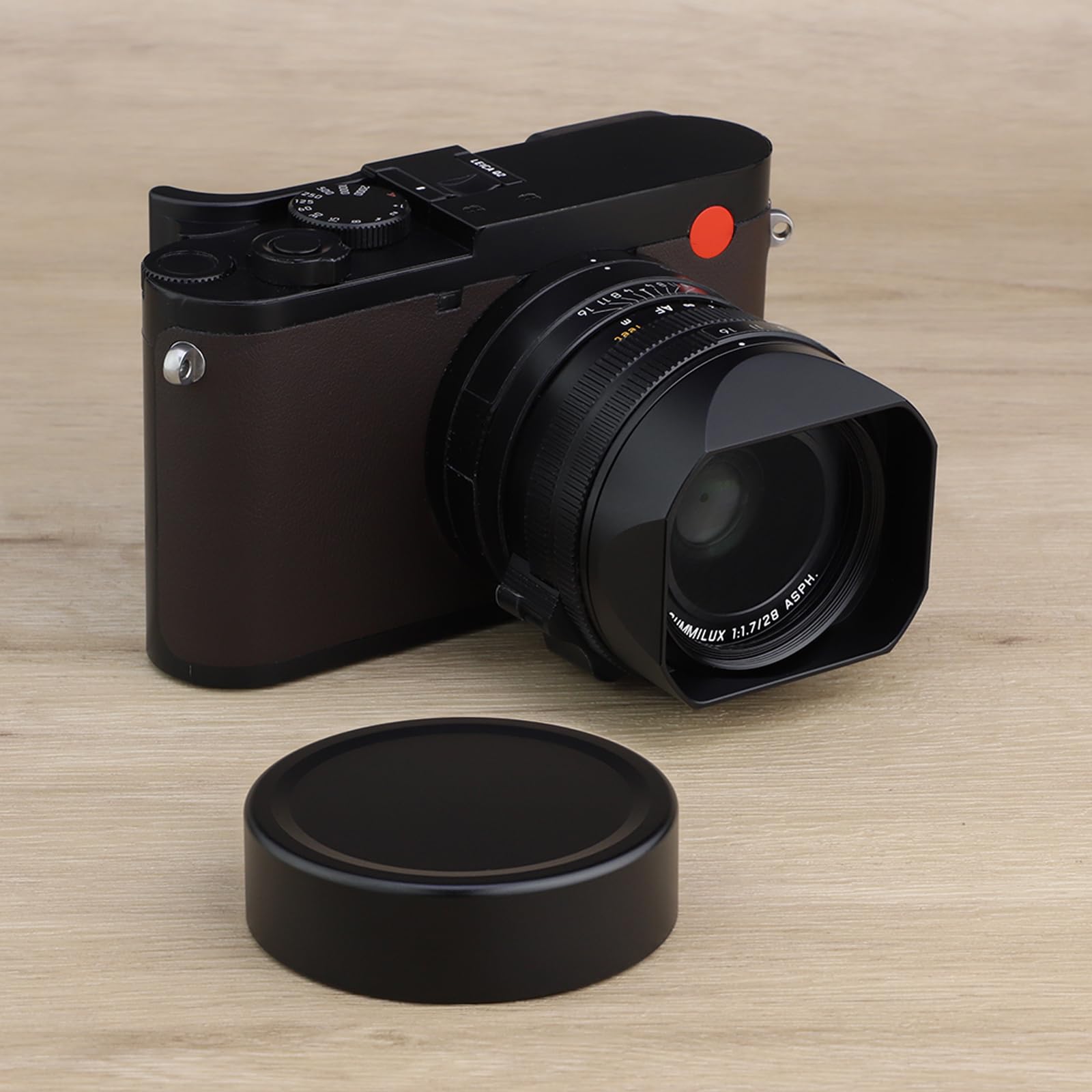 Haoge Objektivdeckel aus Metall für Leica Q3-43 Q3 Q2 Q Type-116 Type116 Digitalkamera Zubehör Objektivdeckel Schwarz Cap-LQ3-B