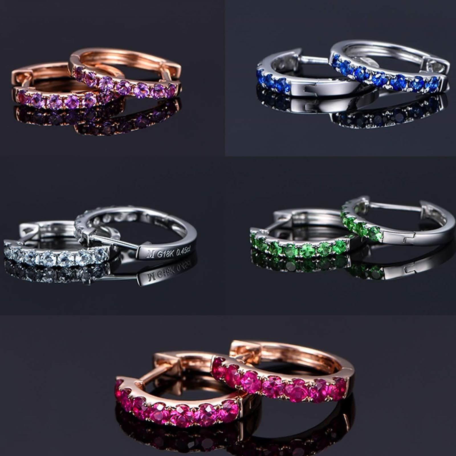 Daesar Damen Creolen Ohrringe 18K Gold 750 Rund Edelstein 0.45ct Rosegold Weißgold Ohrringe Hochzeit Vintage
