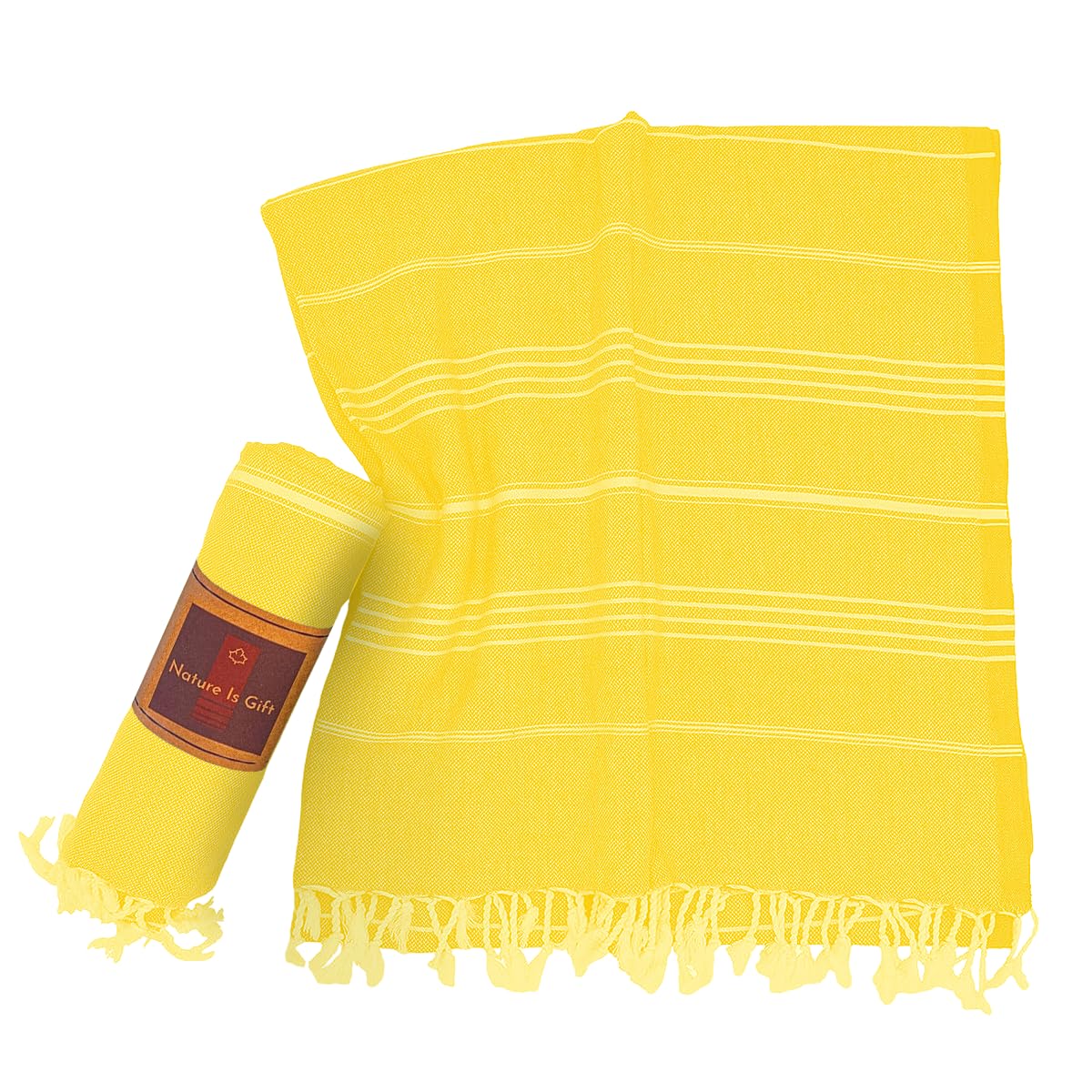 Turkish Cotton Beach Towel - 38x70 Inch Oversized, Pre-washed, Sand Free & Quick Dry, Airy Blue