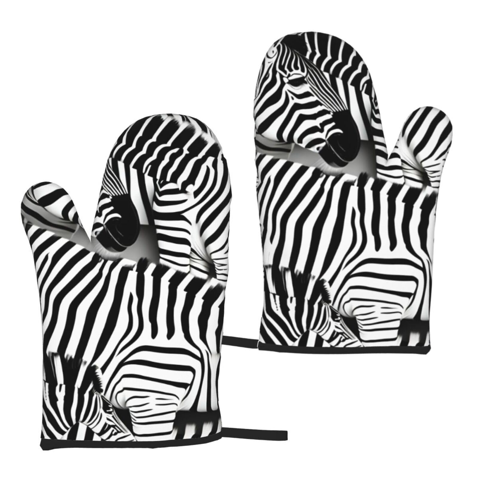 Zebra Print Heat Resistant Universal Fit Oven Microwave Gloves Home Cooking Baking Grilling