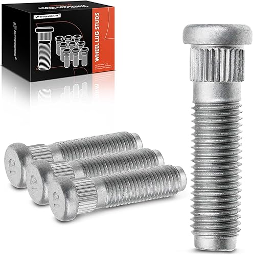 A-Premium 4 pernos de rueda M12x1.50 y 1.299 in de largo dentados compatibles con Chevrolet Aveo Aveo5 Beat Spark Pontiac G3 Wave Wave5