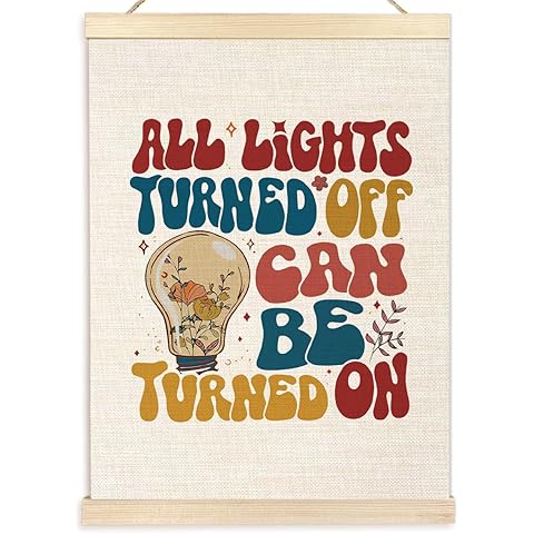 Ecezatik Inspirational Wall Decor, Trendy Retro All Lights Turned Off Can Be Turned on Poster Hanger Frame, Positive Vibes Wall Decor, Mental Health Office Decor, Positivity Gifts, 12x16 Inches