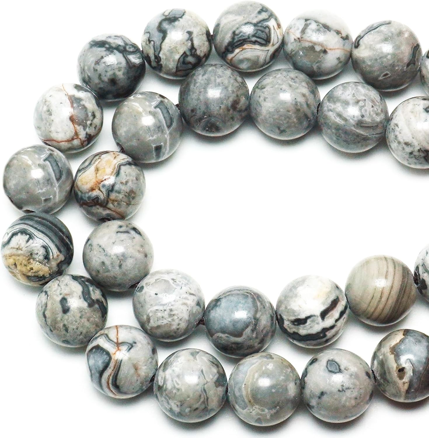 Natural Map Jasper Stone Round Gemstone Jewelry Beads (6mm, 58-62pcs)