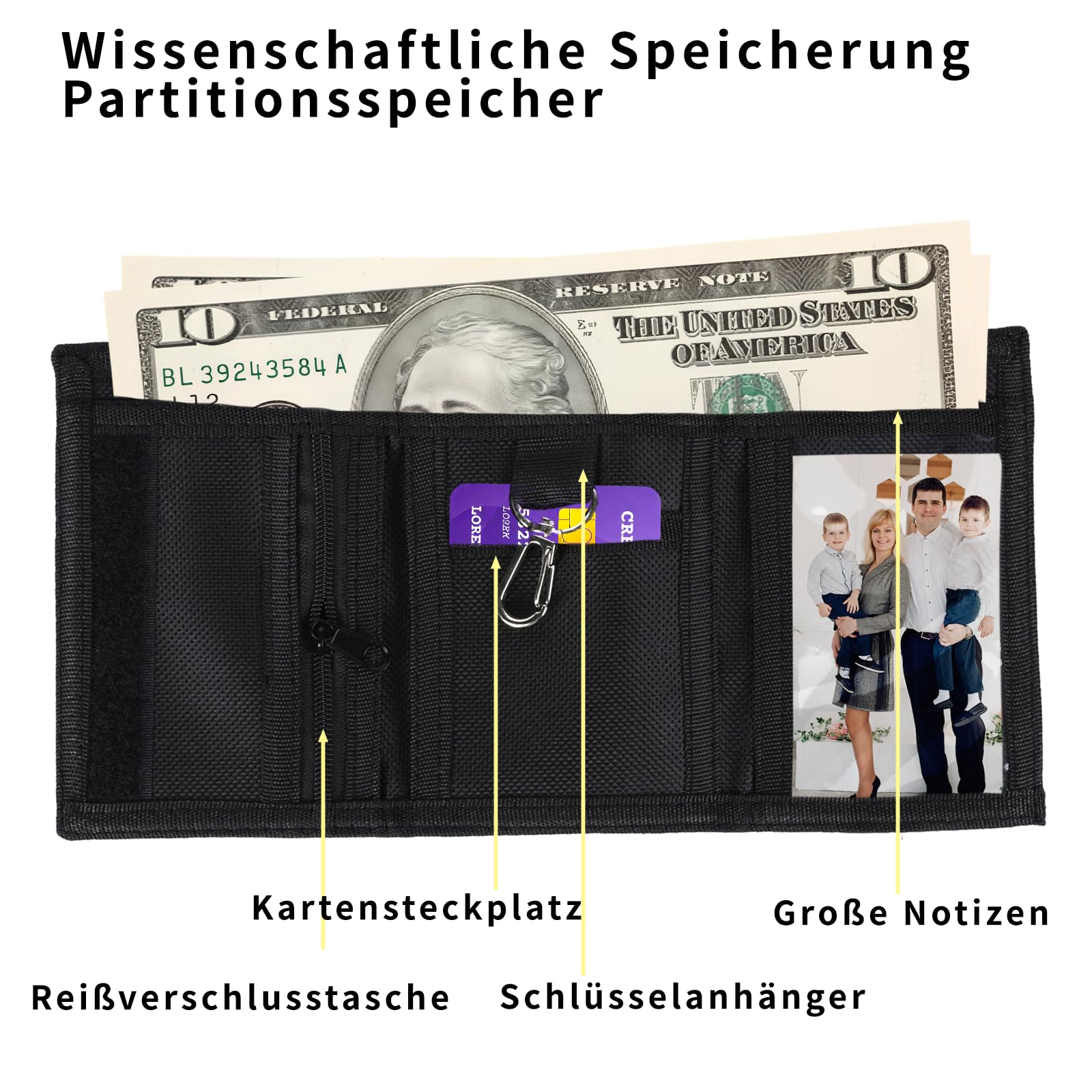 Geldbeutel, Brustbeutel, Geldbörse mit Schlüsselanhänger, Weltraum Design, Faltbare Weltraum Elemente Portemonnaie, Geldtasche (Rakete)
