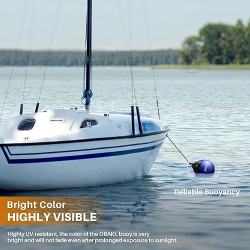 Miniatura 6 de OBAKL Par de bolas de vinilo para boya de barco, 9.8 x 12.2 pulgadas, bola redonda para guardabarros de barco para boya de amarre, boya flotante de