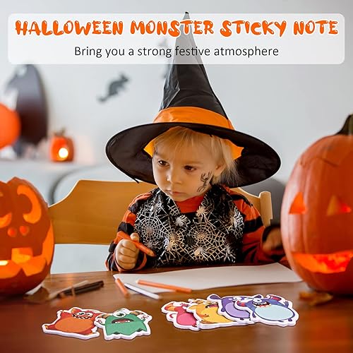 Miniatura 7 de 600 hojas/30 blocs de notas adhesivas de monstruo de dibujos animados, extraño y espeluznante, bloc de notas de dibujos animados kawaii, divertido