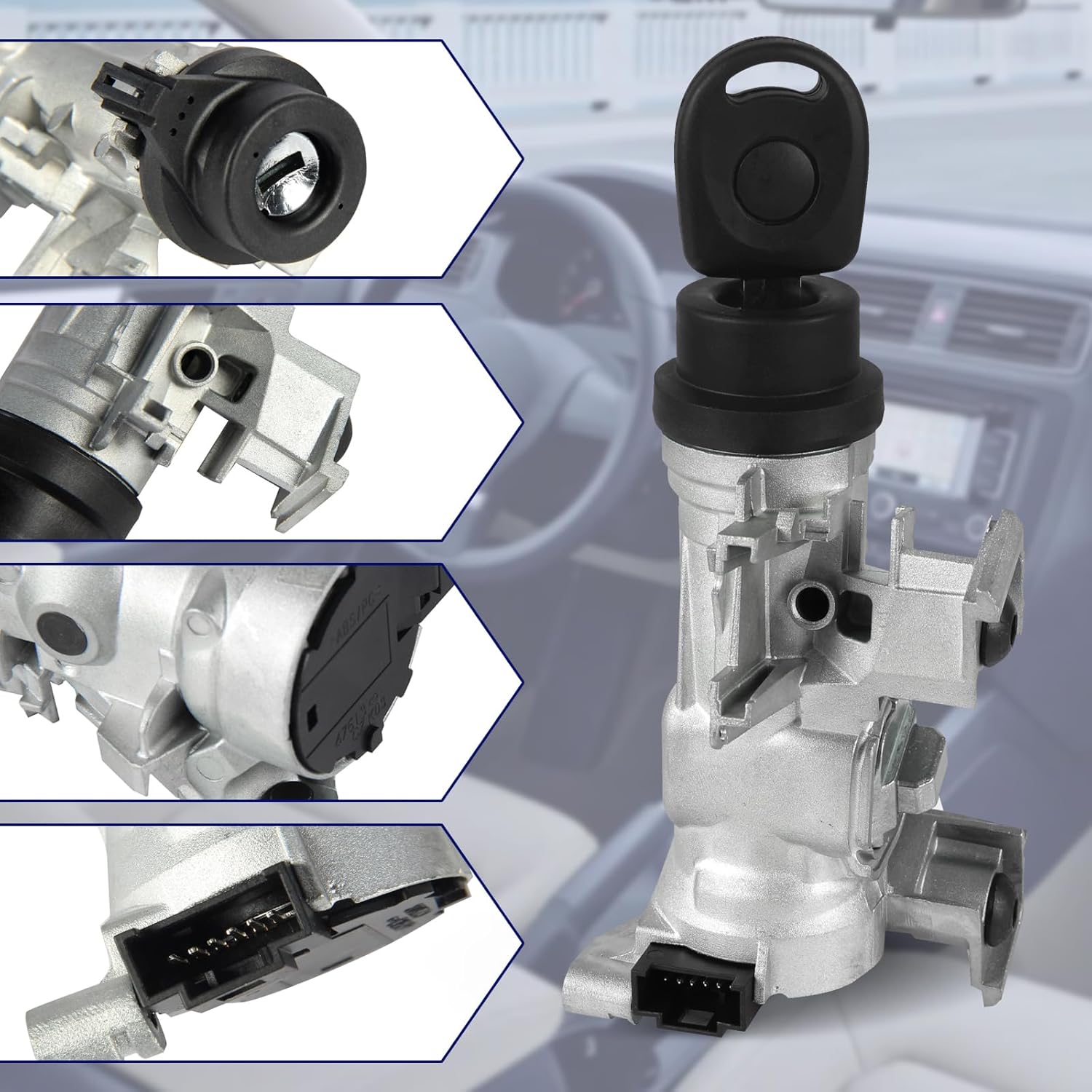Ignition Switch Lock Assembly 1K0905851B with Intelligent Remote Control Key Compatible with 2006-2018 VW Jetta 2007-2011 Eos 2004-2011 Golf 2006-2009 Rabbit 2008-2011 Tiguan 1K0905851 - Image 9