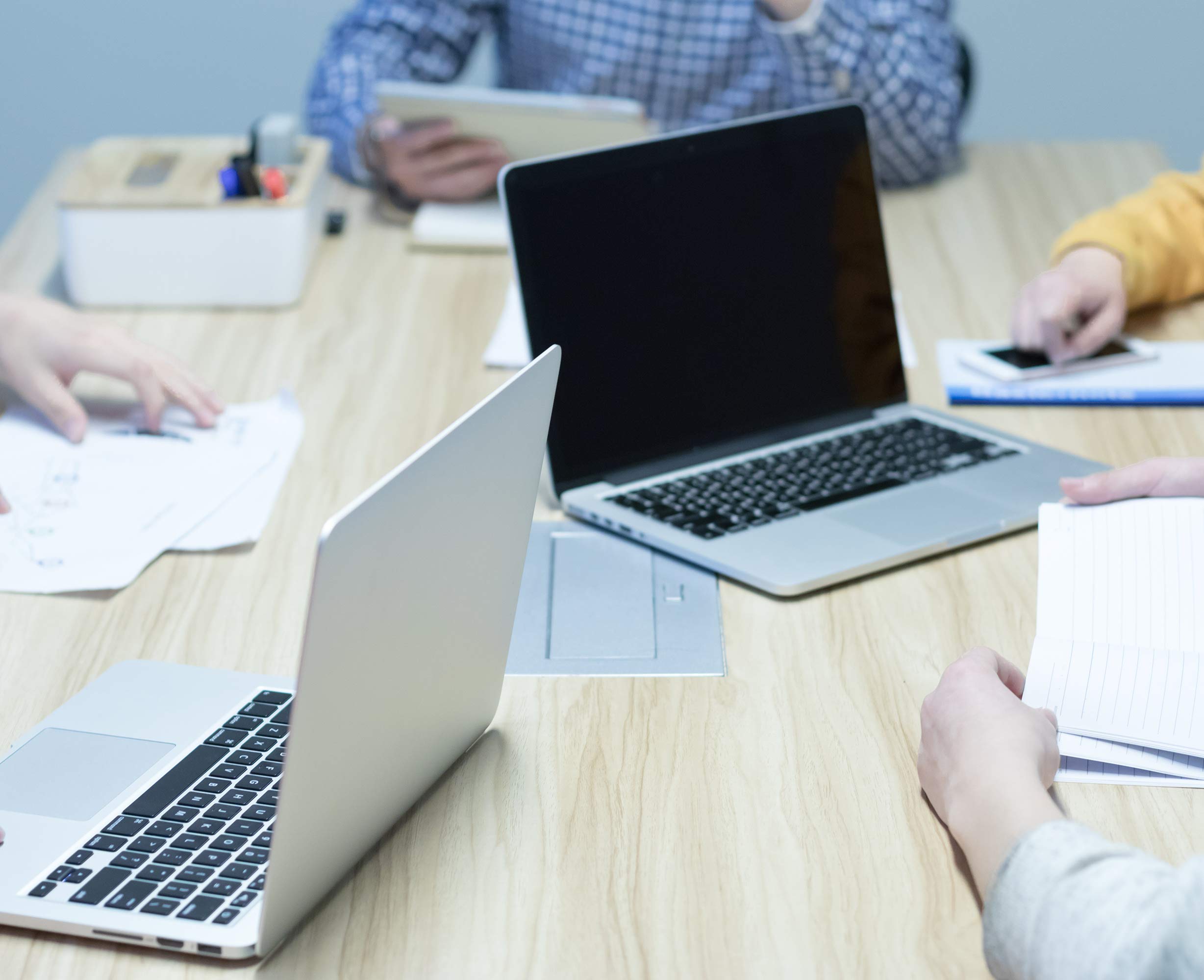 UL Approval Power Strip, Hidden Pop Up Outlet Table Connection Box, Desktop Socket with 2 Outlets & 2 USB Charging Ports for Conference Room Countertop (Silver)