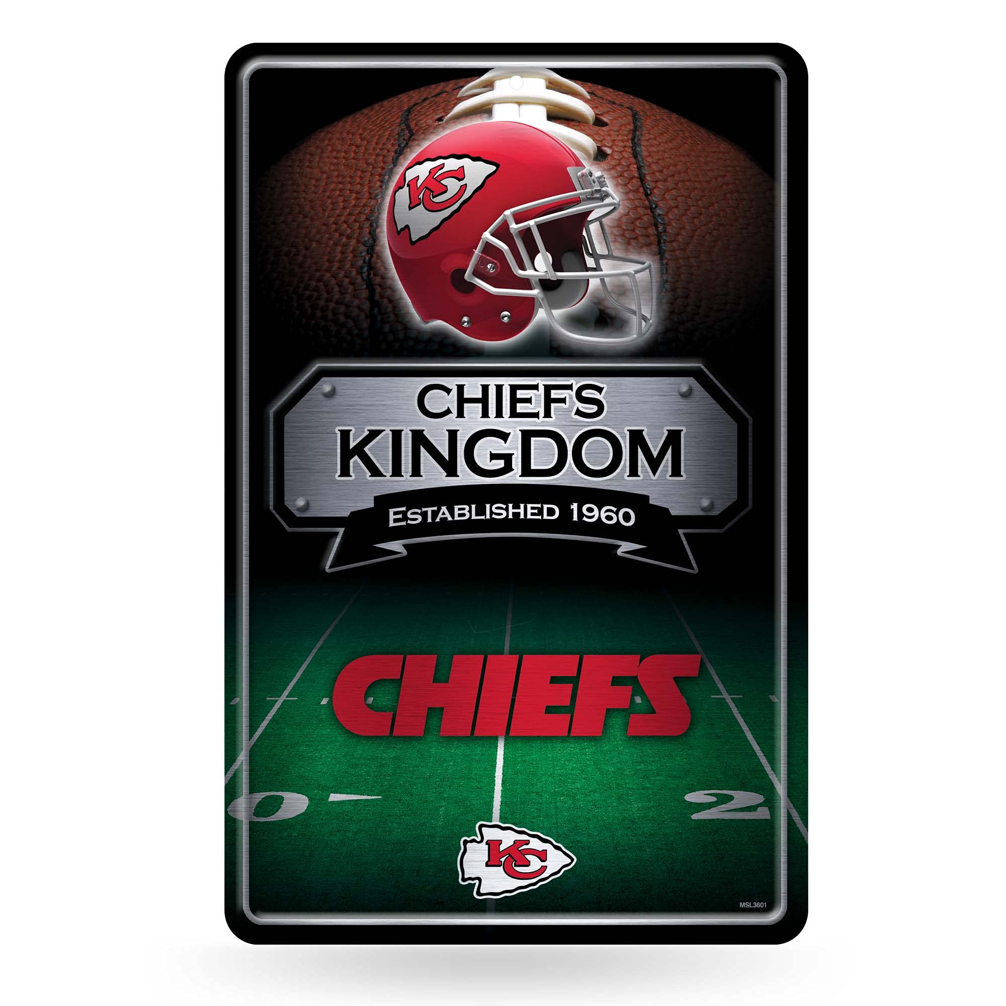 Rico Industries NFL Kansas City Chiefs großes Metallschild, 27,9 x 43,2 cm, großes Metallschild für Zuhause