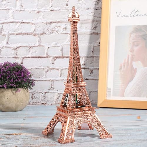 Miniatura 3 de LIZEALUCKY Estatua de la Torre Eiffel, modelo de torre Eiffel de 10.2 pulgadas, torre decorativa de escritorio de mesa con luz nocturna 3D, luminoso