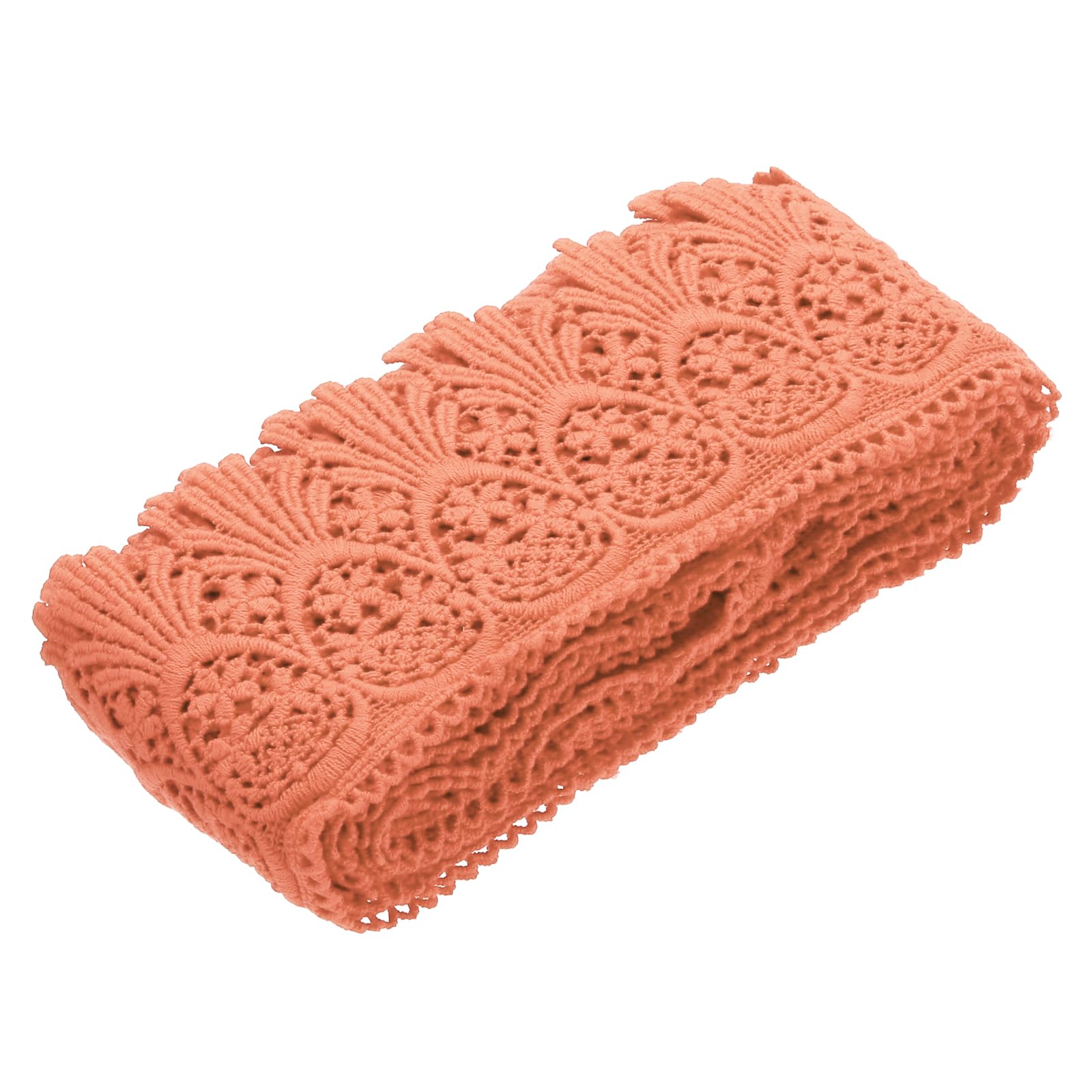 sourcing map Cotton Lace Trim Vintage Crochet 3inch x 3yard Dark Watermelon Red Stretch Lace Edge Ribbon for DIY Scrapbooking Clothes Curtain Slipcover Fabric — image 1