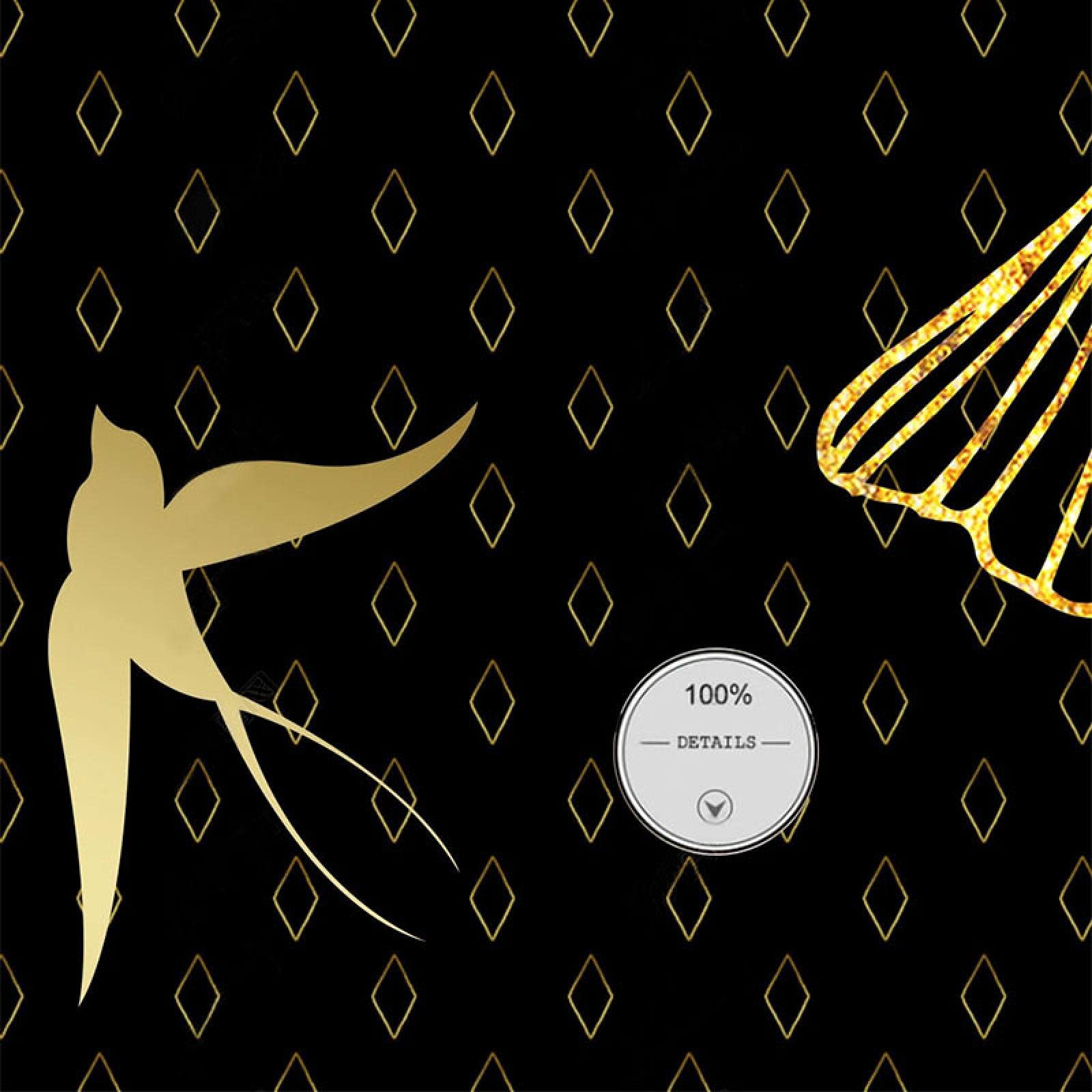 Papier Peint Mural Personnalisé 3D Feuille De Ginkgo Doré Oiseau