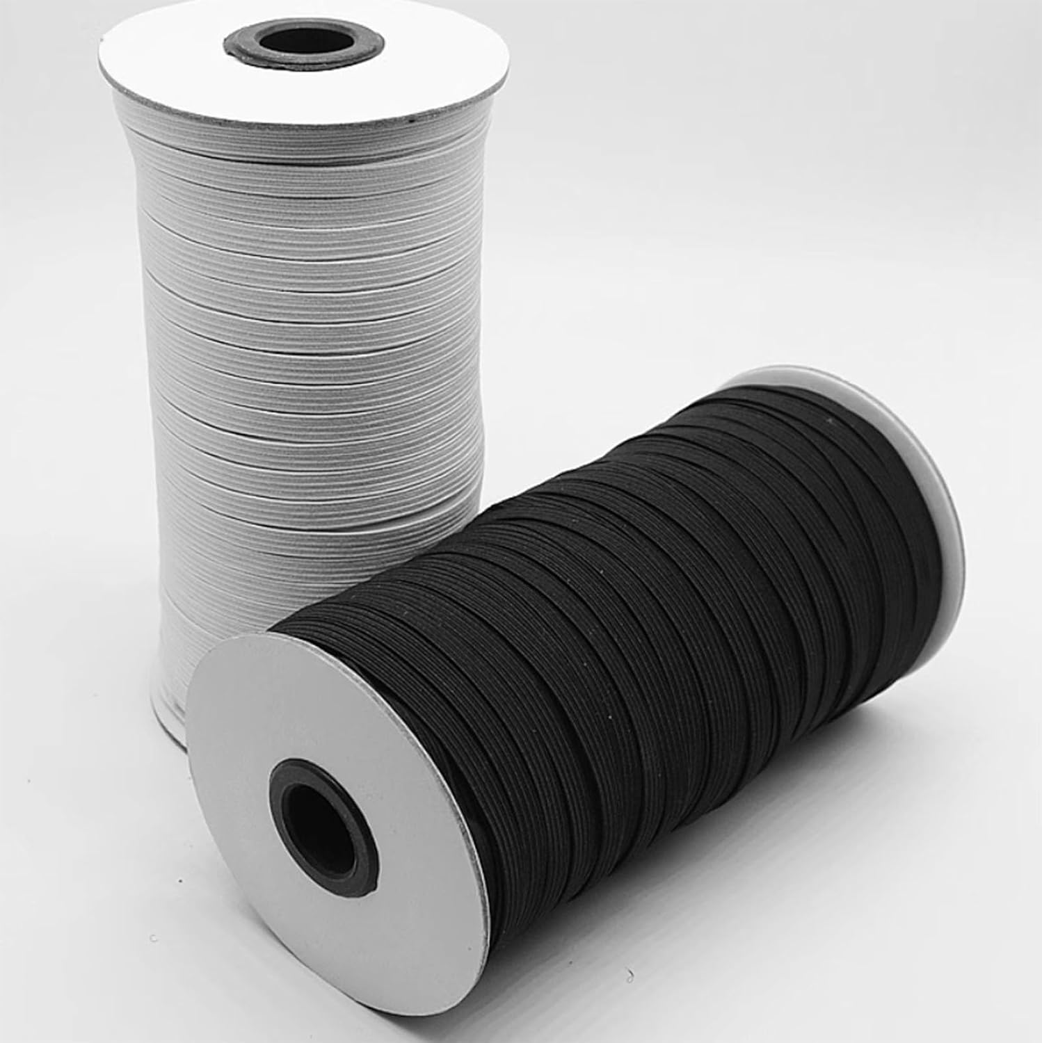 50 Yards Elastic Band Spool 1/4 Inch for Sewing Braided Stretch Strap, Elastic String Cord for DIY Projects, Arts & Crafts (White, 1/4Inch)