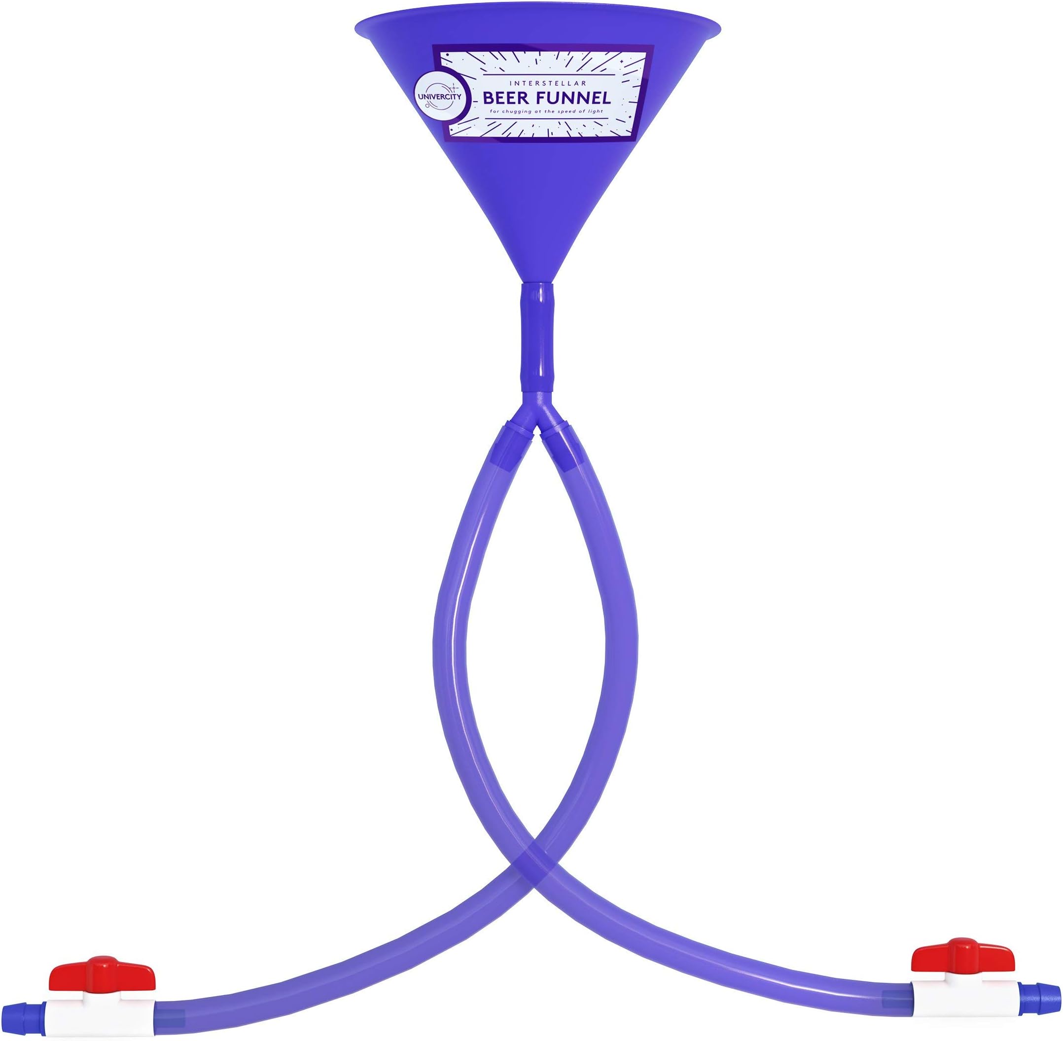 Beer Bong Double Header - Best Double Beer Funnel with Valves for College Parties - 2 Foot Blue Beer Bong - by Univercity