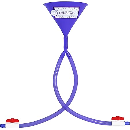 Beer Bong Double Header - Best Double Beer Funnel with Valves for College Parties - 2 Foot Blue Beer Bong - by Univercity