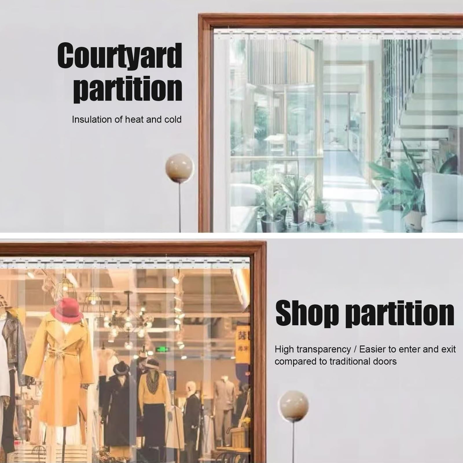 Rideaux à lanières en PVC Transparent，Rideau Industriel PVC Lanières Isolant Épaisseur Rideau Kit，Vinyle Robuste Épaisseur Entrepôts Usines Supermarchés(W135xH190cm/53.15x74.8in)