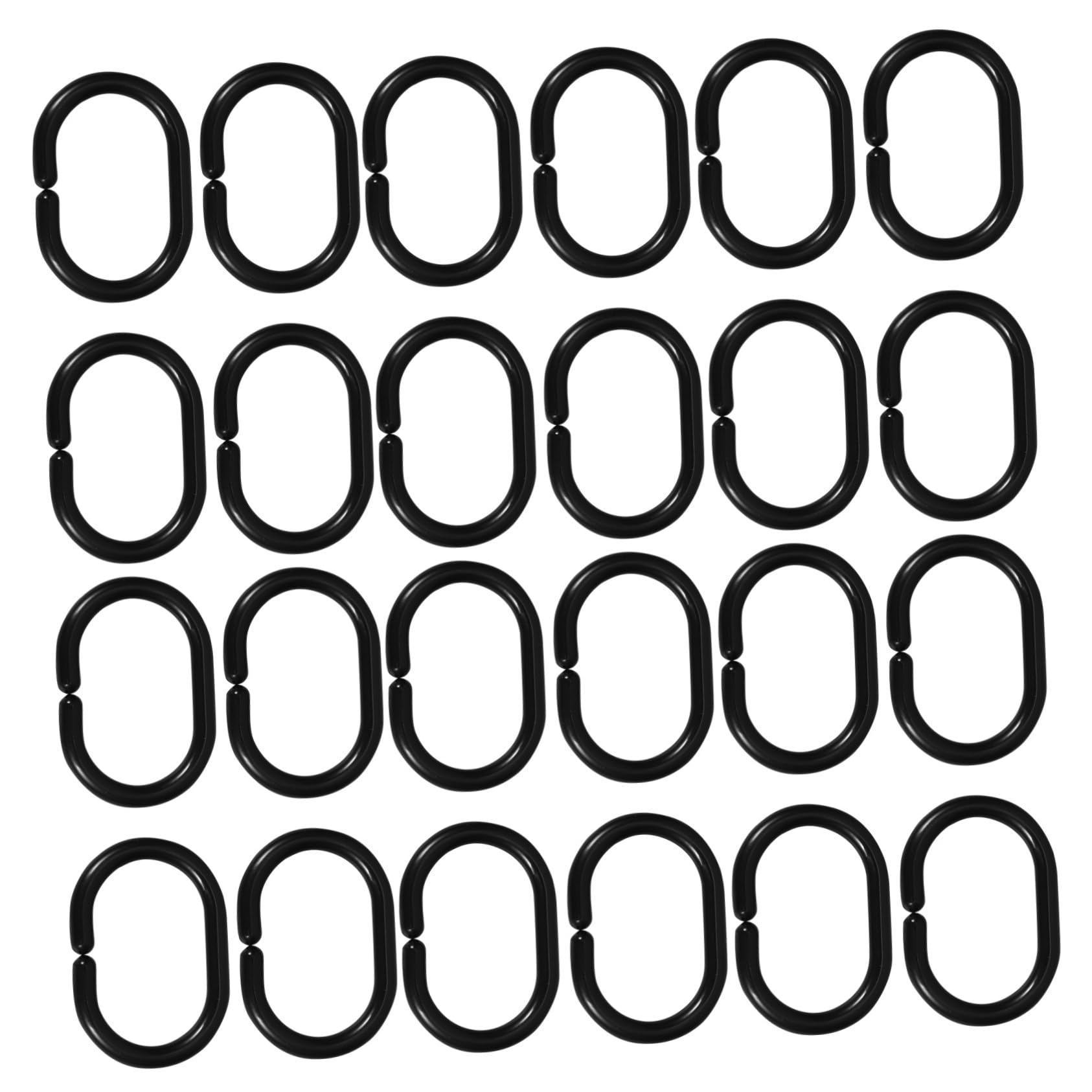 24 ganci per tenda da doccia in plastica nera a forma di C, leggeri e resistenti, per una facile installazione di tende da bagno e finestre, ganci con presa sicura