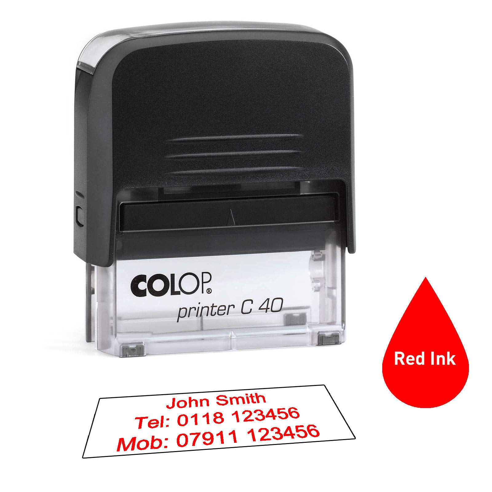 Colop C40 58 x 22mm - - Personalised Custom Made Self-Inking Business Address Rubber Stamp - Up to 5 Lines of Text Same Day Dispatch if Ordered Before noon