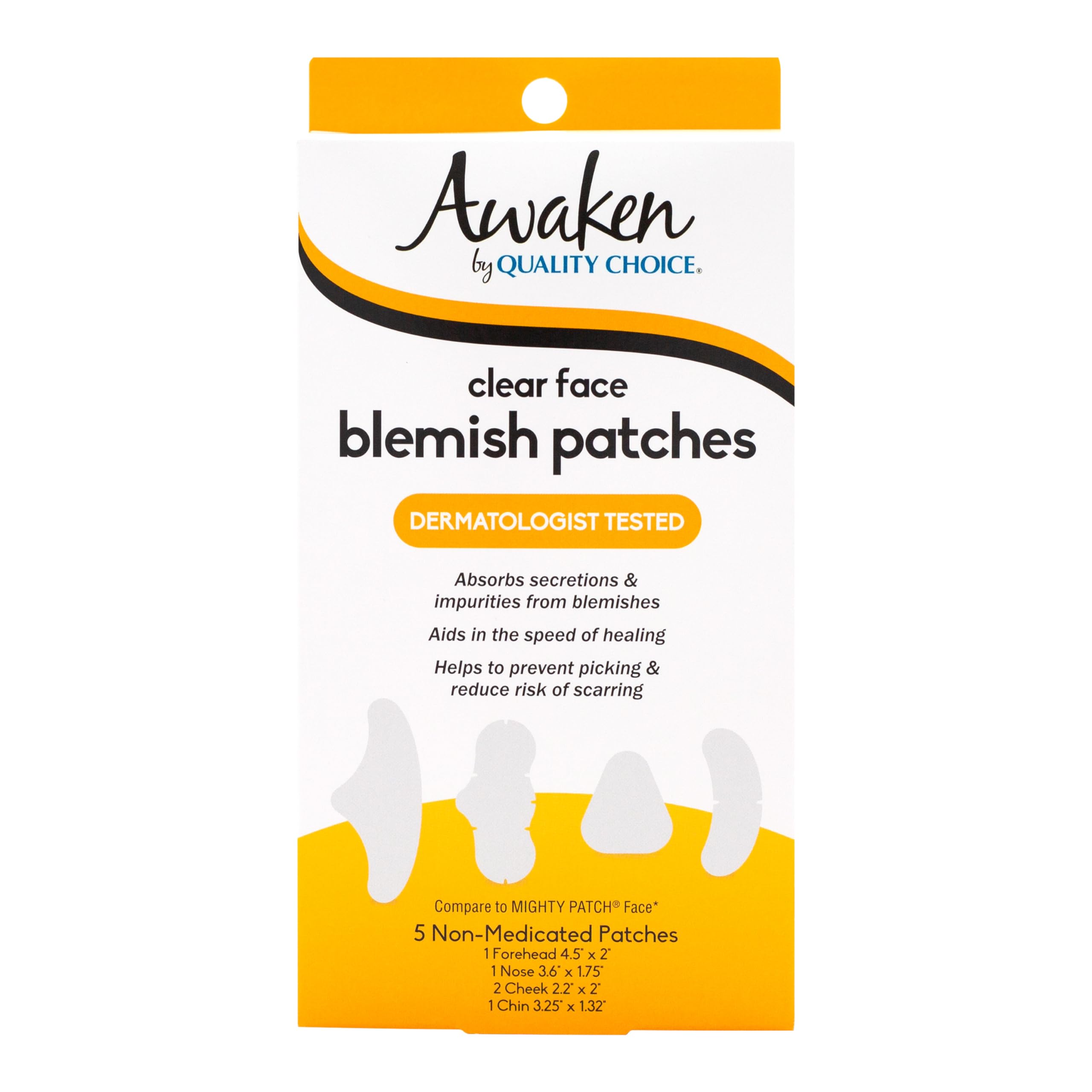 Awaken by Quality Choice Hydrocolloid Pimple Patches - Extra Large Face Blemish Patches Absorbs Secretions Impurities Reduces Risk