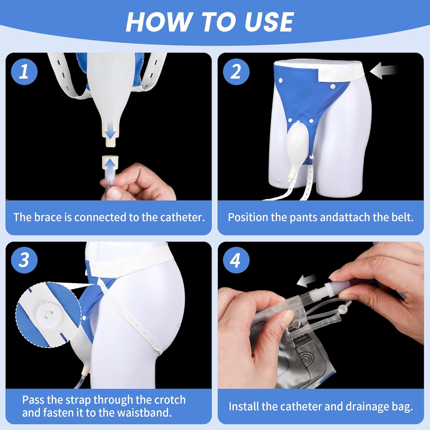 Urine Collection Bag, Reusable Condom Catheters with 2 Urine Catheter Bag, Portable & Comfortable Wearable Urinary Drainage (Elderly Men)