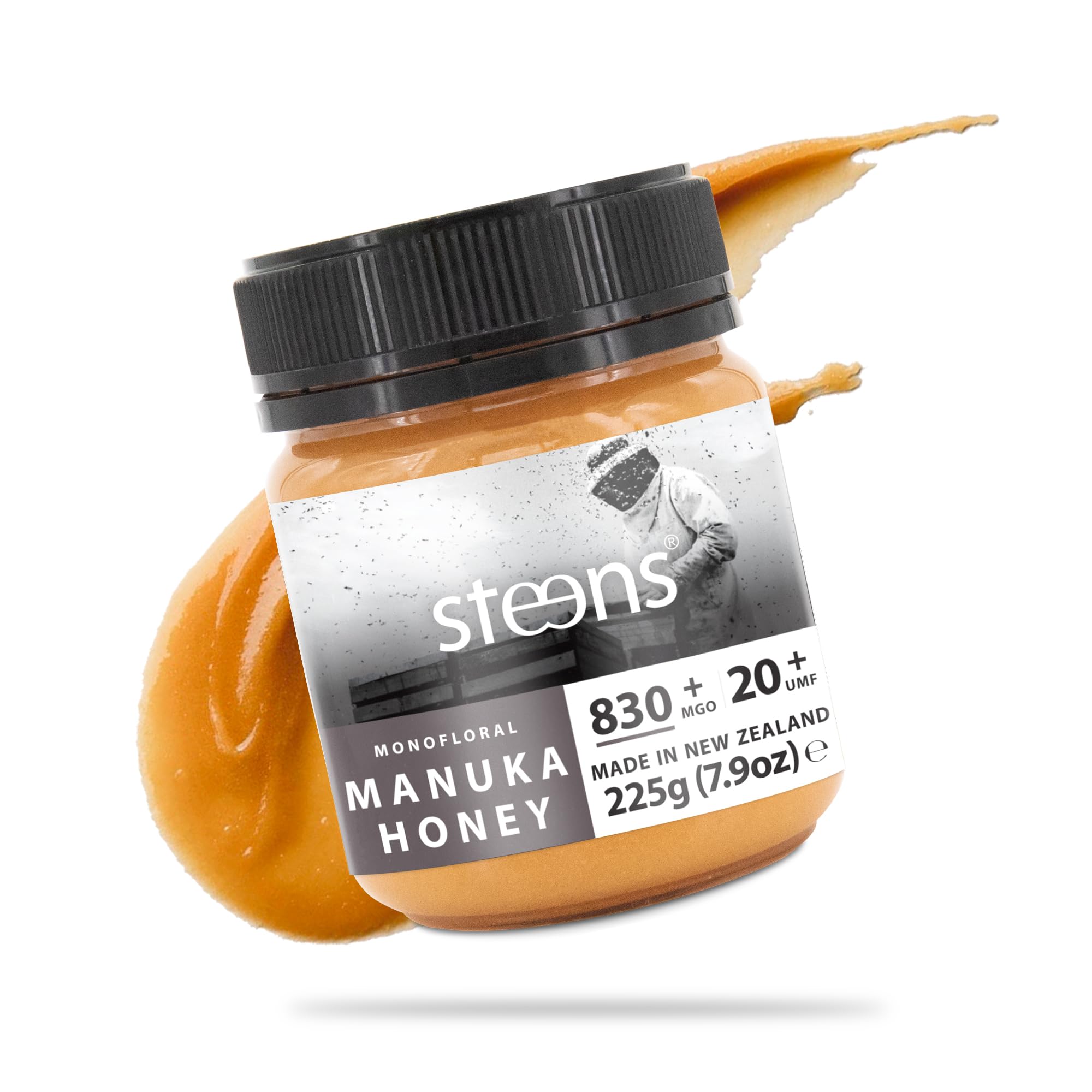 Steens Manuka Honey MGO 830+ - 225 g rein roher 100% zertifizierter UMF 20+ Manuka Honig über 800 MGO - abgefüllt und versiegelt in Neuseeland 225 g