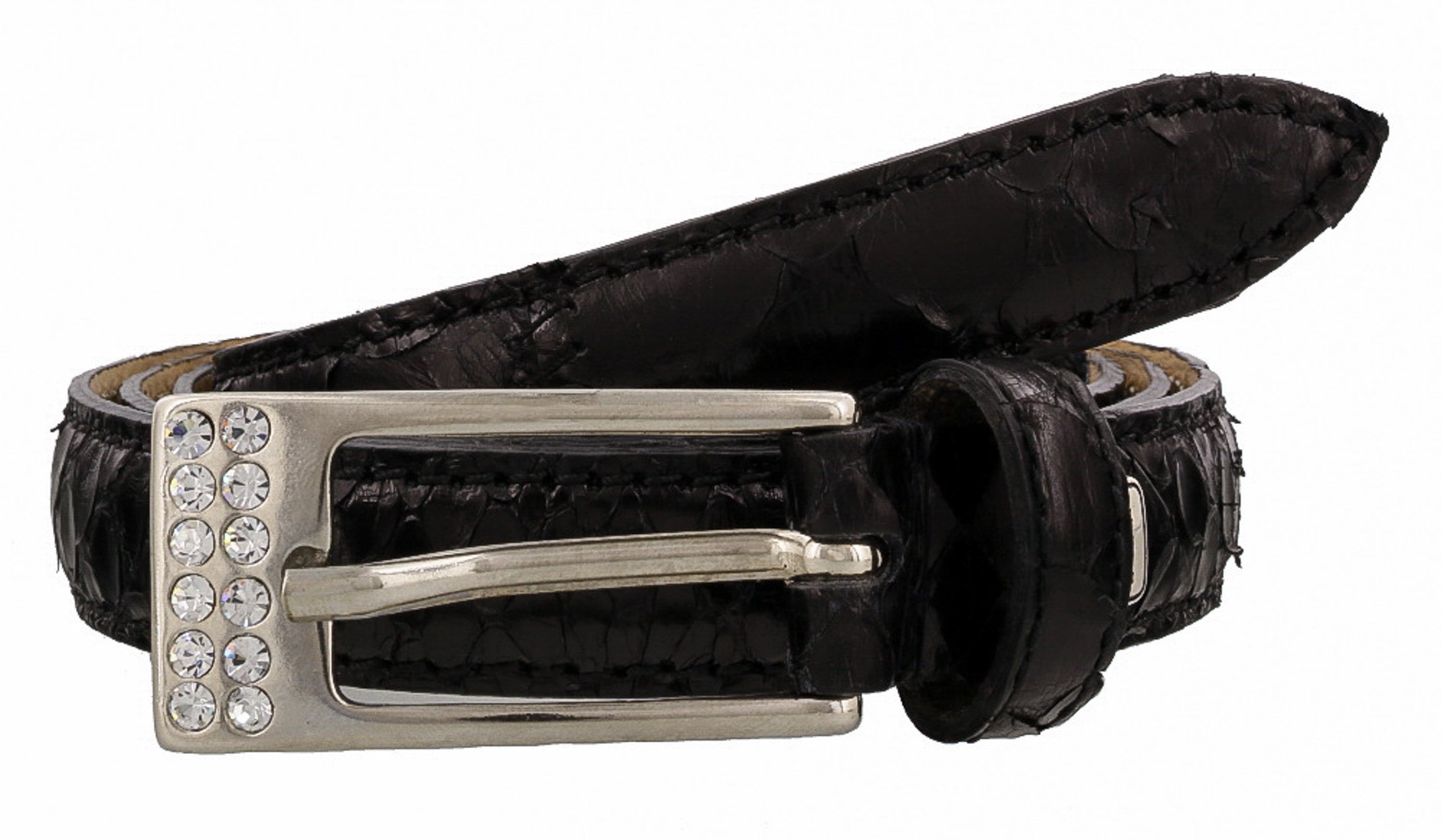 Renato Balestra Calamaria NR Black Python Leather Womens Belt for womens